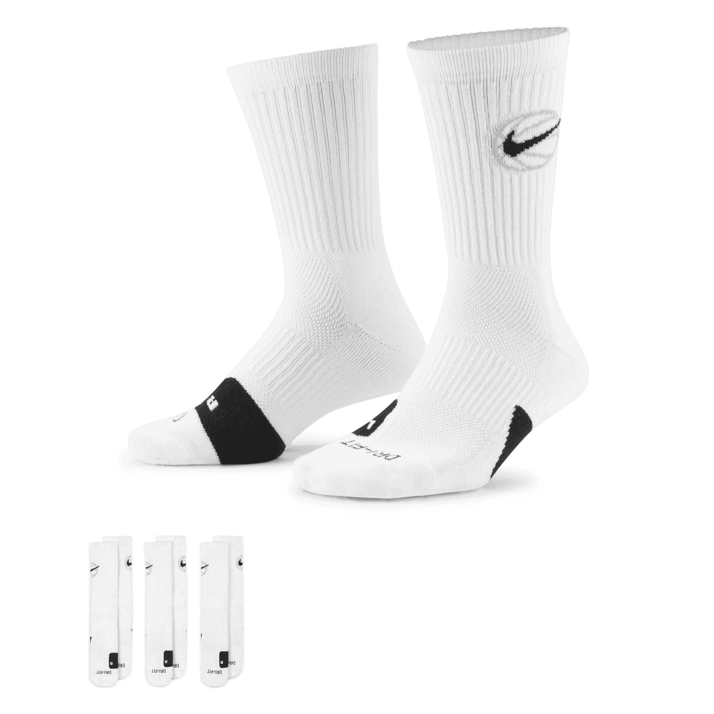 Nike ike Everyday Crew-basketballstrømper (3 par) - hvid