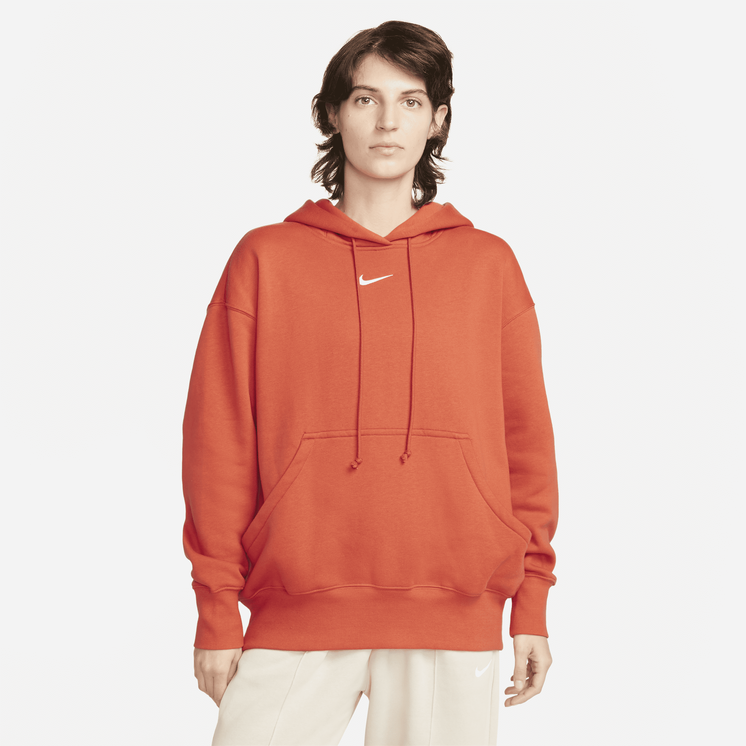 Oversized Nike Sportswear Phoenix Fleece-pullover-hættetrøje til kvinder - Orange