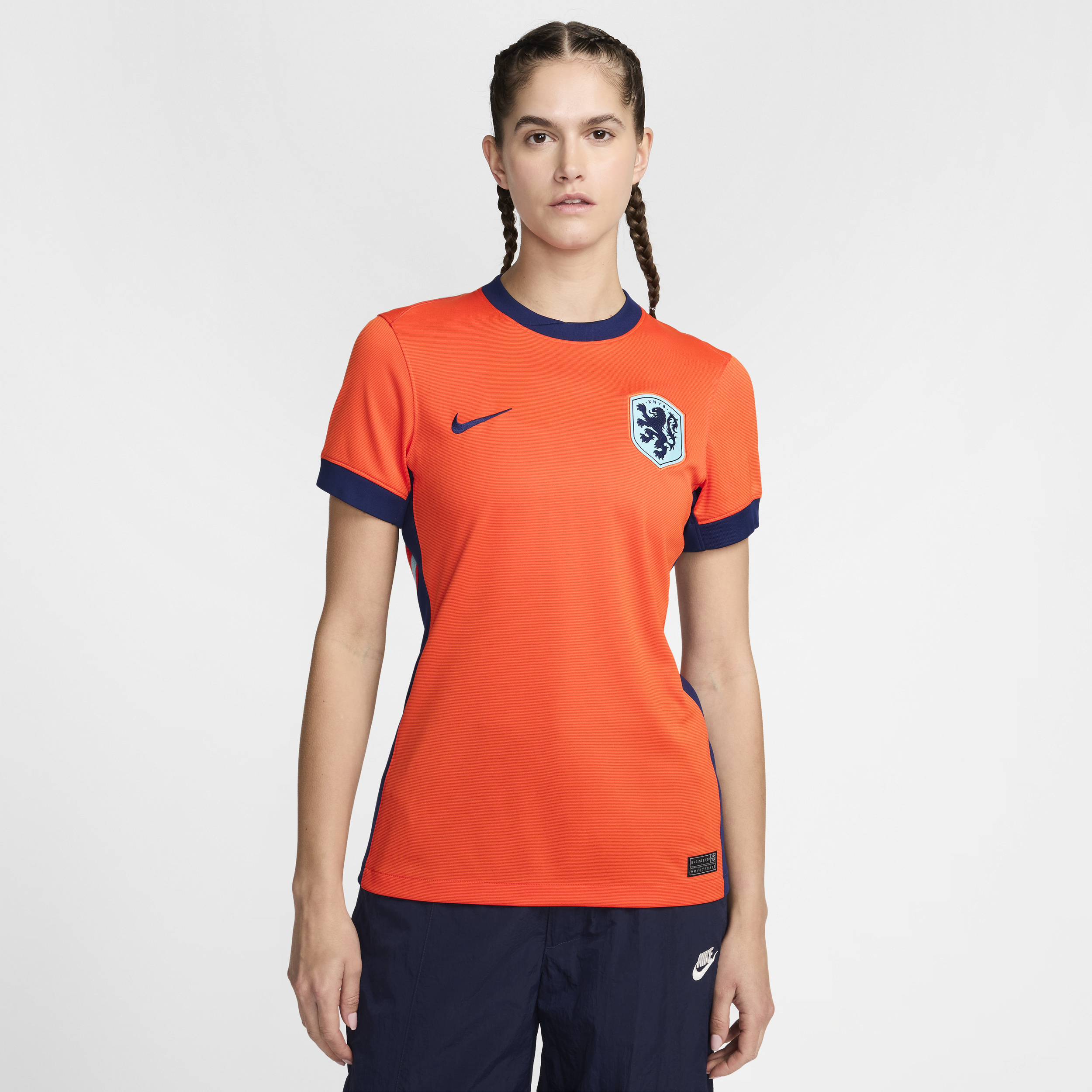 Maglia da calcio replica Nike Dri-FIT Olanda (squadra maschile) 2024/25 Stadium da donna – Home - Arancione