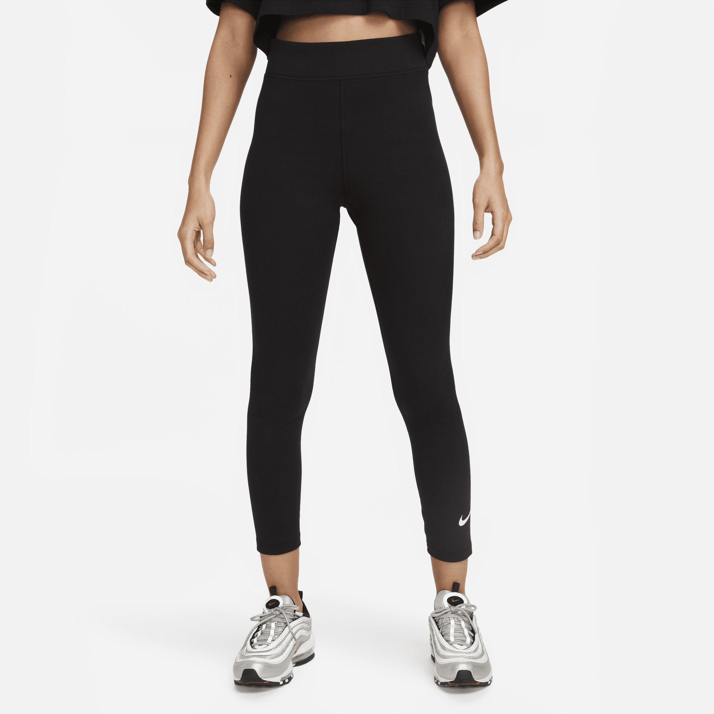 Højtaljede 7/8-Nike Sportswear Classic-leggings til kvinder - sort