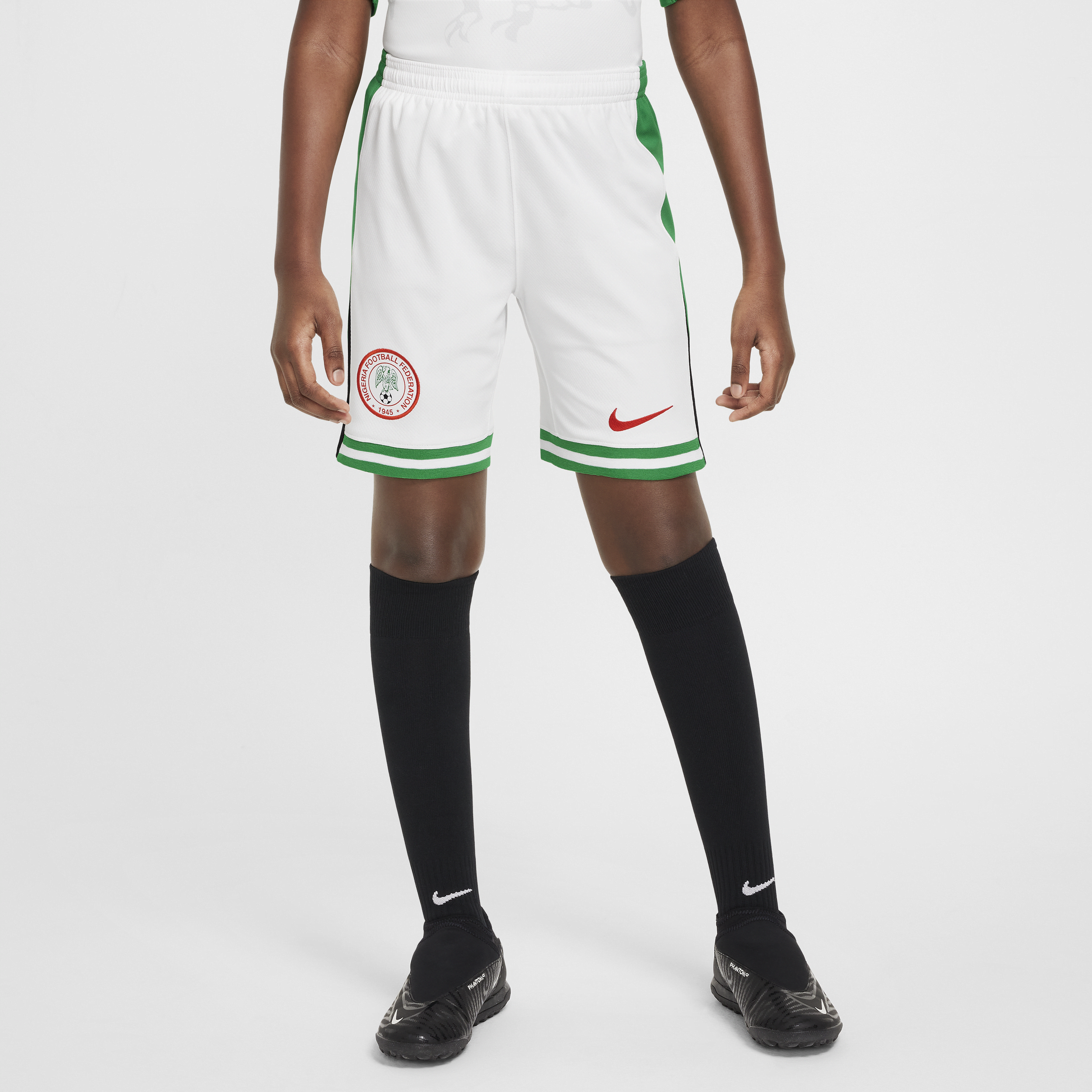 Shorts da calcio replica Nike Dri-FIT Nigeria 2024 Stadium per ragazzo/a – Home - Bianco