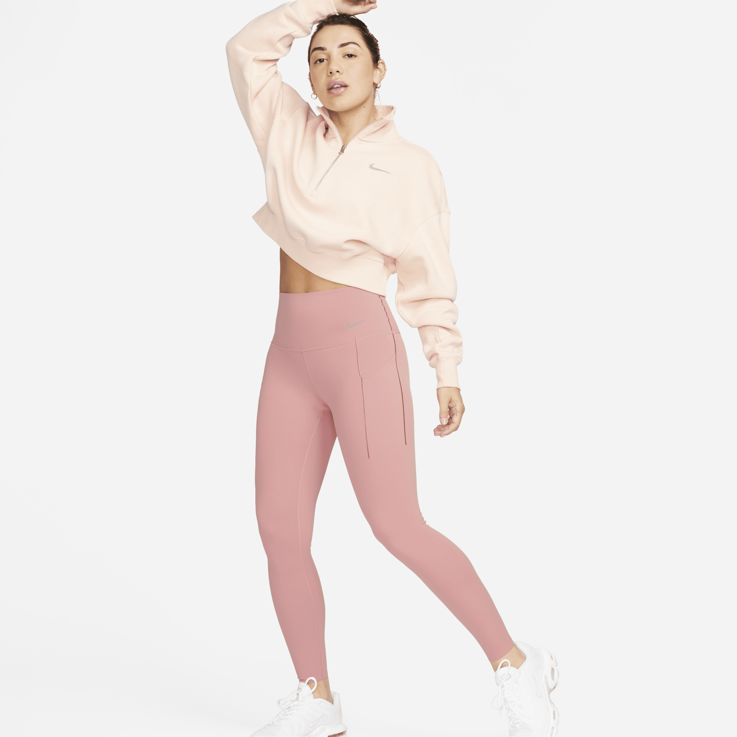 Nike Universa-leggings i 7/8 længde med medium støtte, høj talje og lommer til kvinder - Pink