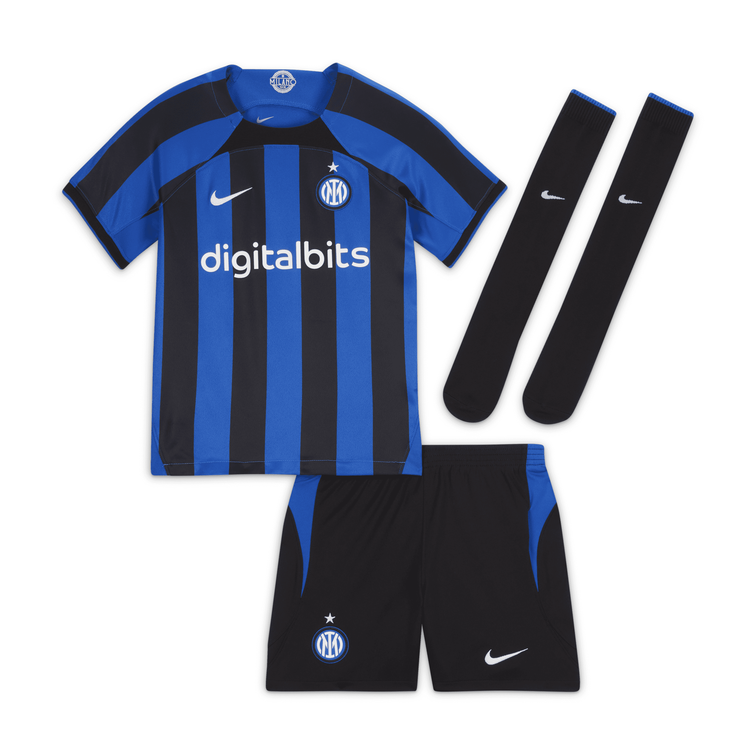 Primera equipación Inter Milan 2022/23 Equipación de fútbol Nike - Niño/a pequeño/a - Azul