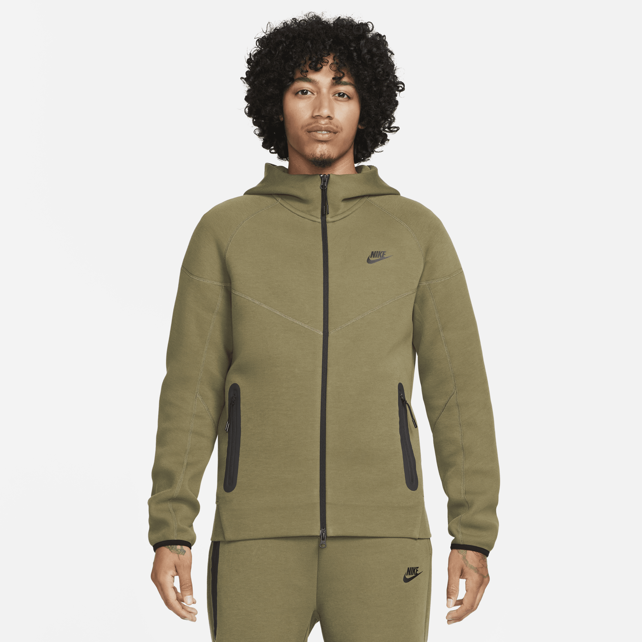 Felpa con cappuccio e zip a tutta lunghezza Nike Sportswear Tech Fleece Windrunner - Uomo - Verde