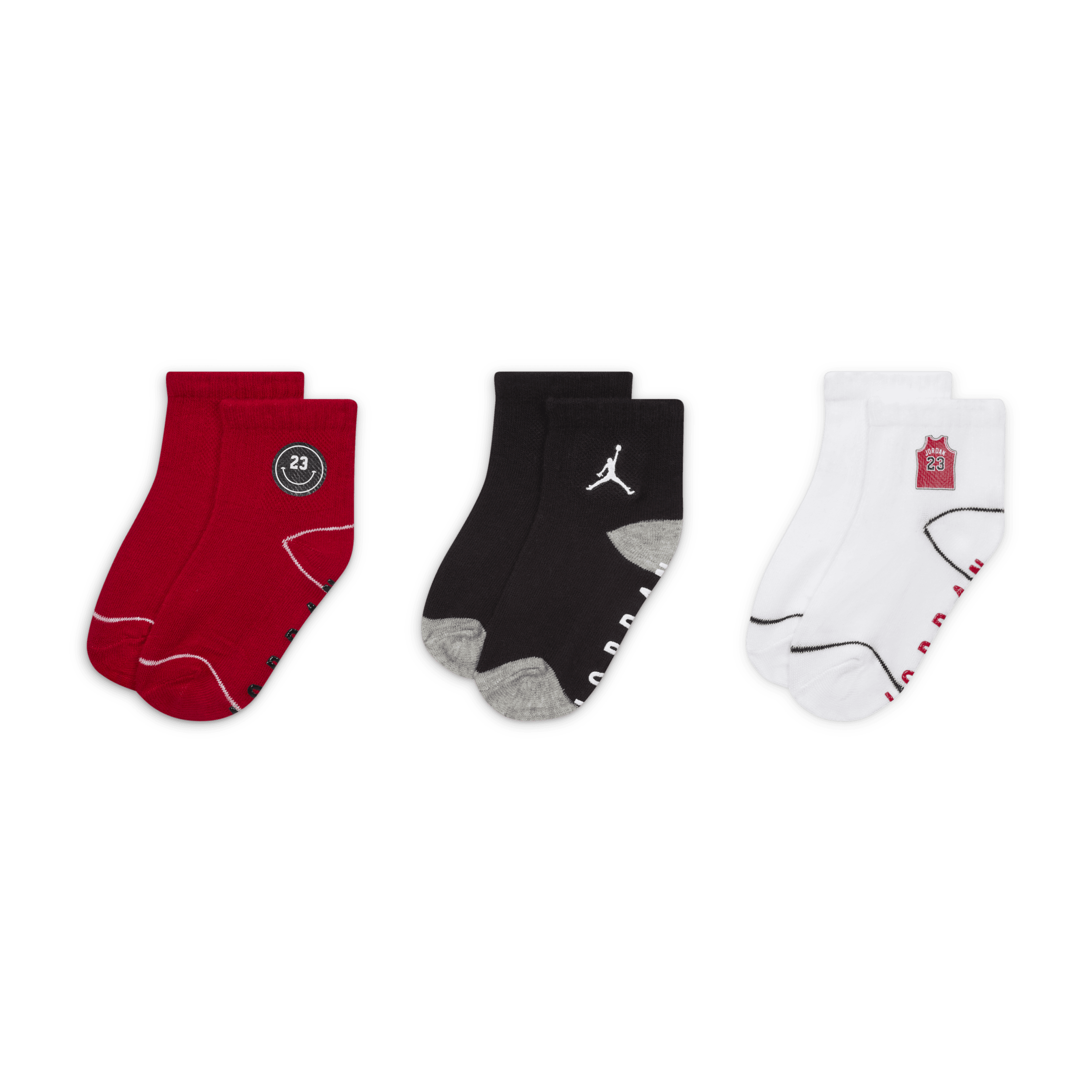Jordan Icon Patches sokken met anti-slip voor baby's (0-9 maanden, 3 paar) - Rood