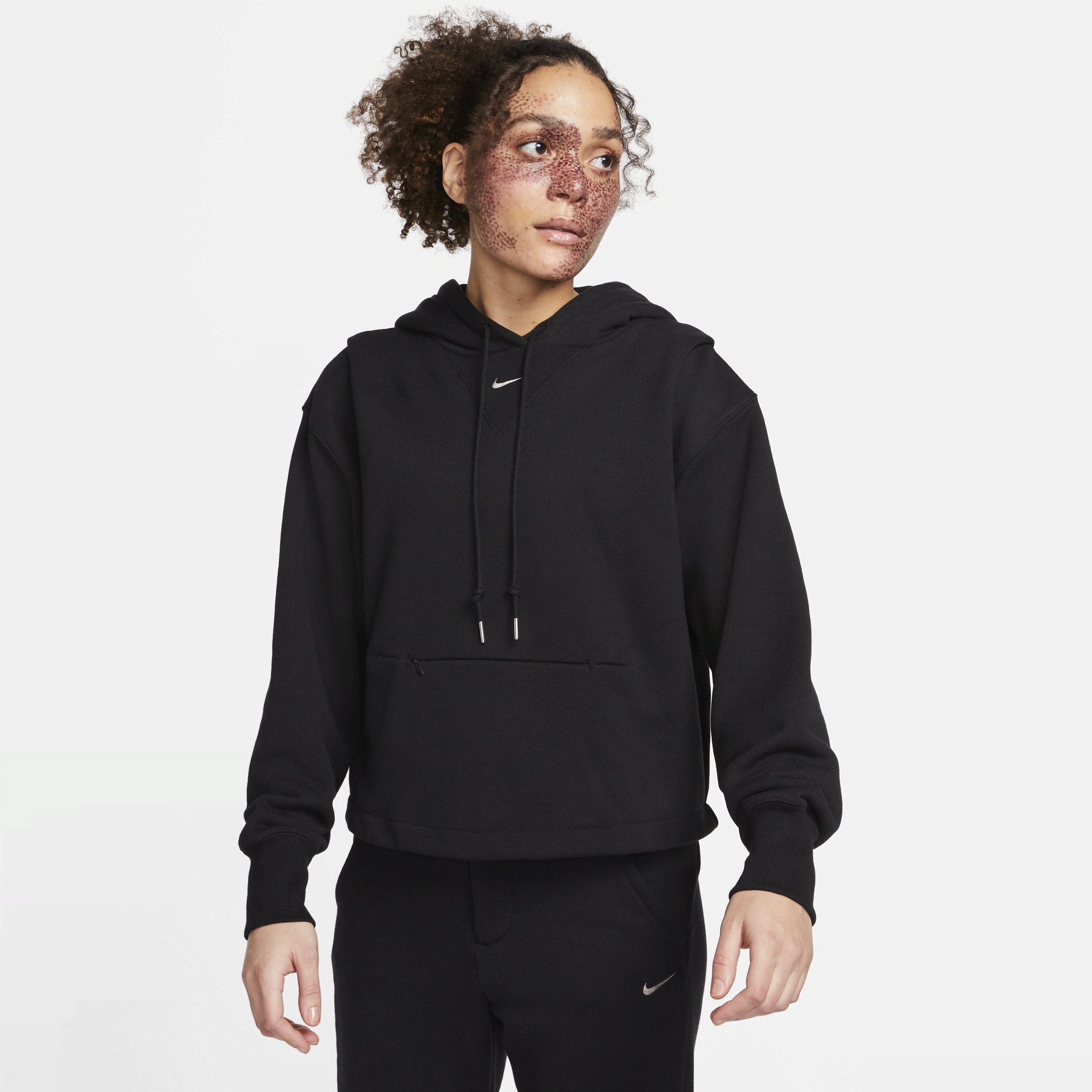 Oversized Nike Sportswear Modern Fleece-hættetrøje i french terry til kvinder - sort