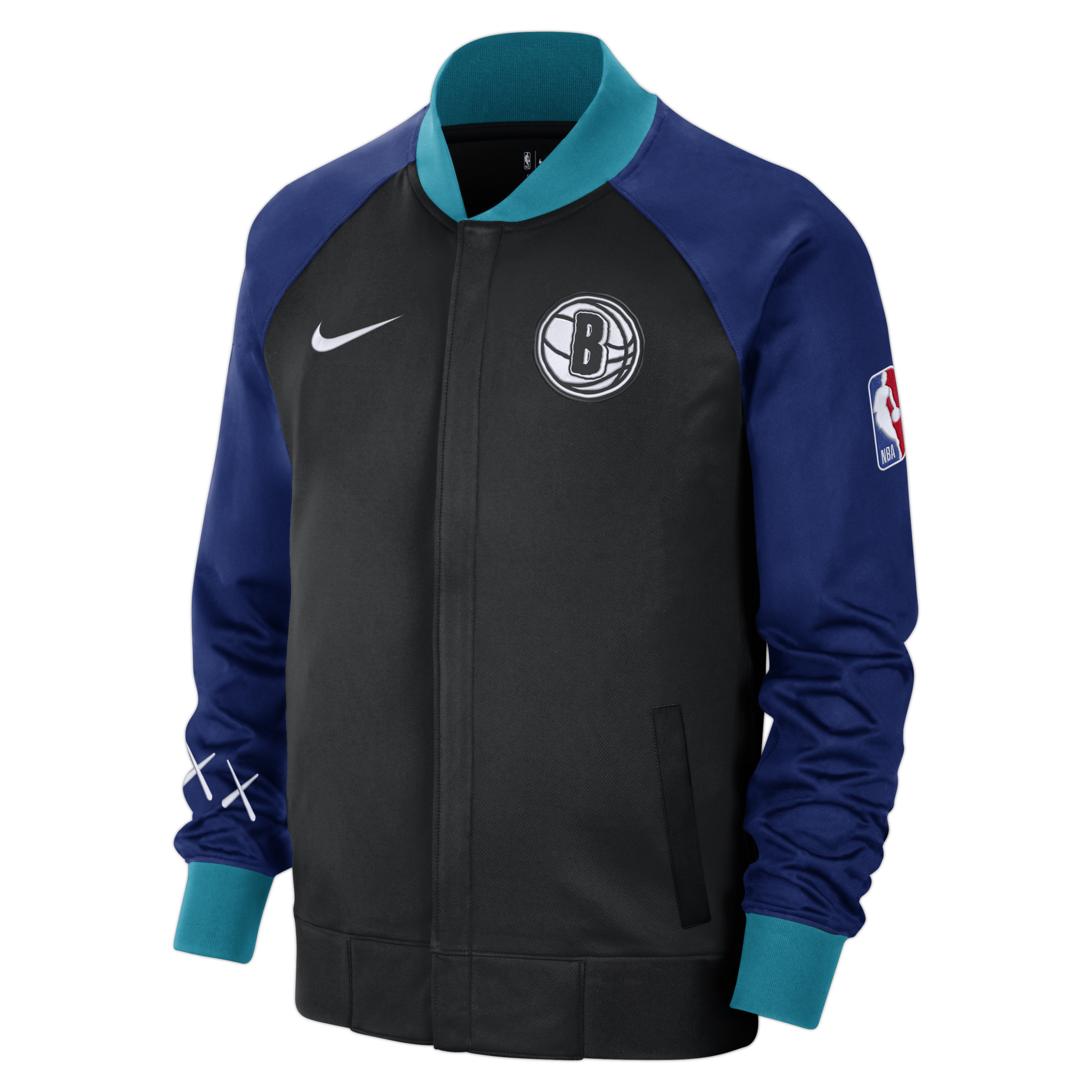 Langærmet Brooklyn Nets Showtime City Edition Nike Dri-FIT-jakke med fuld lynlås til mænd - sort