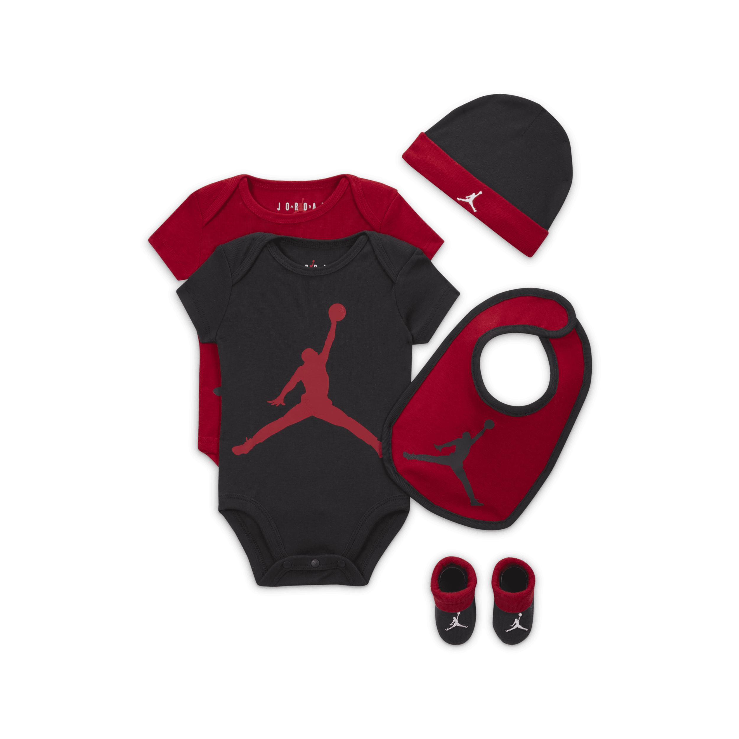 Nike Femdelt Jordan Core-body-gavesæt i æske til babyer - rød