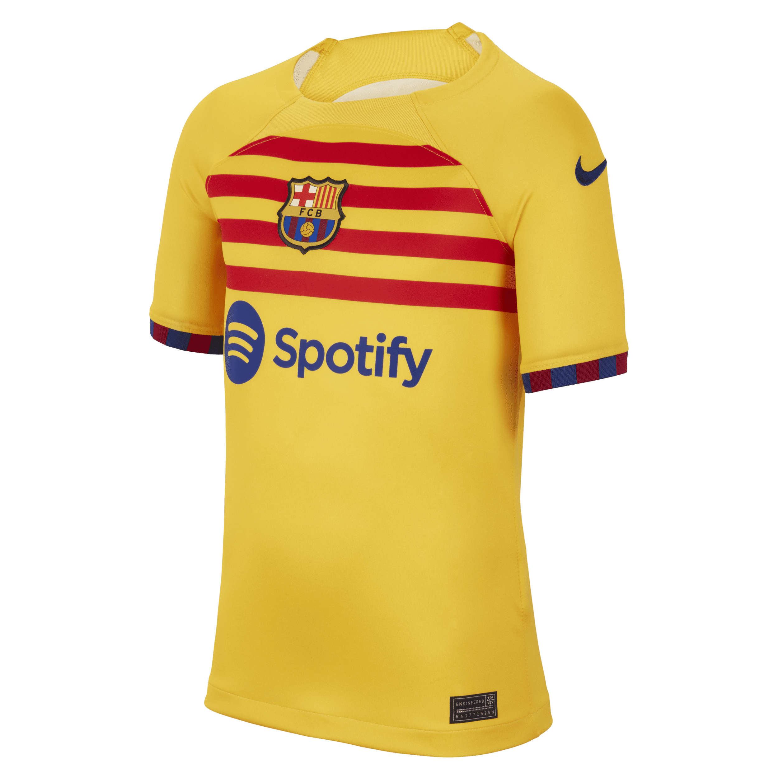 FC Barcelona 2023/24 Stadium Fourth Nike Dri-FIT-fodboldtrøje til større børn - gul