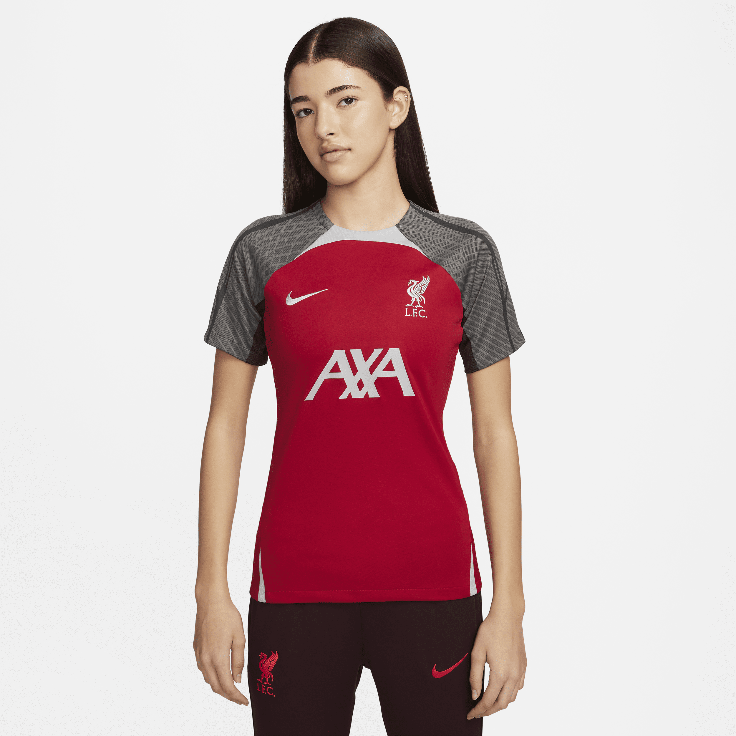 Maskinstrikket Liverpool FC Strike-Nike Dri-FIT-fodboldtrøje til kvinder - rød