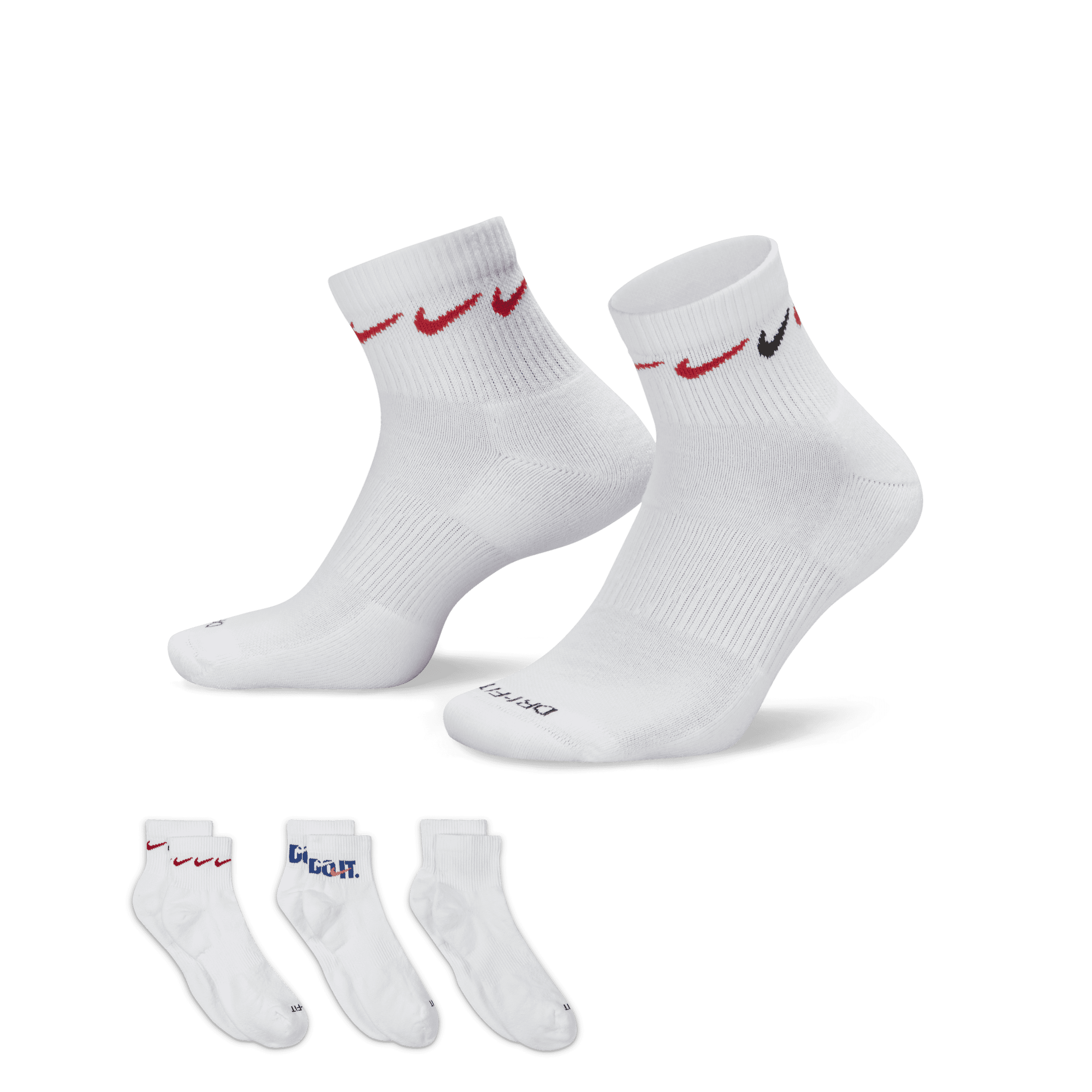 Nike Everyday Plus Cushioned Calcetines de entrenamiento hasta el tobillo (3 pares) - Multicolor