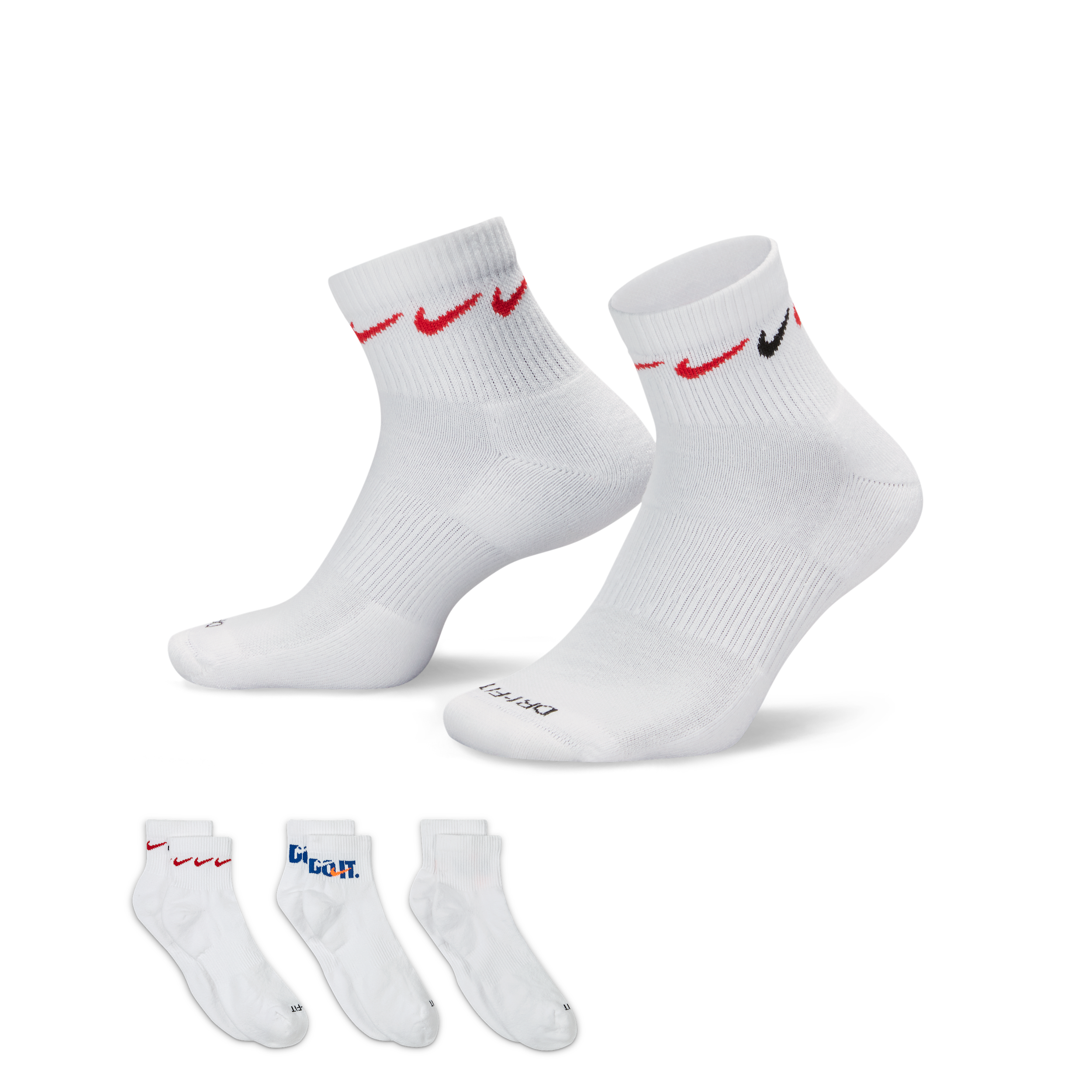 Nike Everyday Plus Cushioned Calcetines de entrenamiento hasta el tobillo (3 pares) - Multicolor