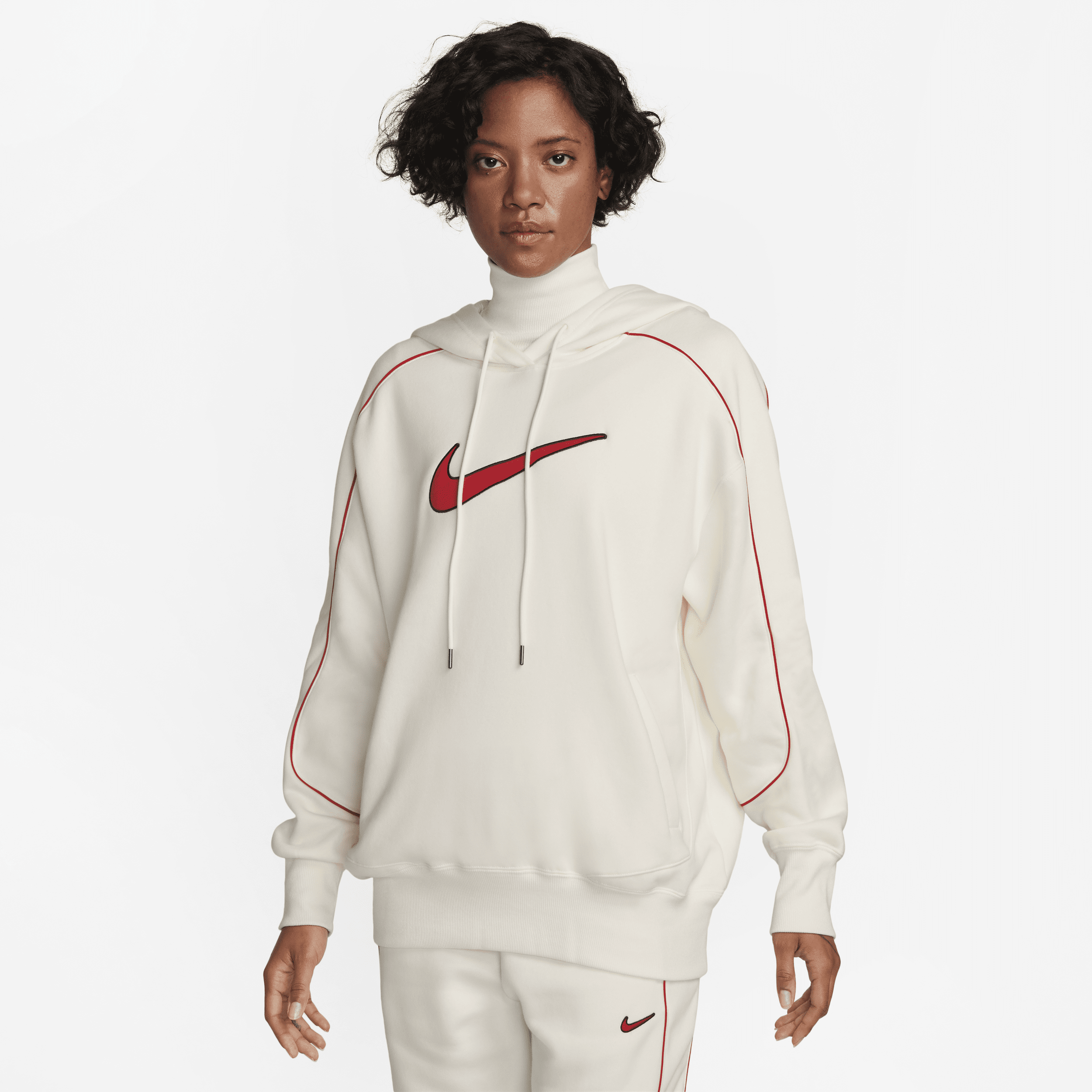 Oversized Nike Sportswear-pullover-hættetrøje til kvinder - hvid