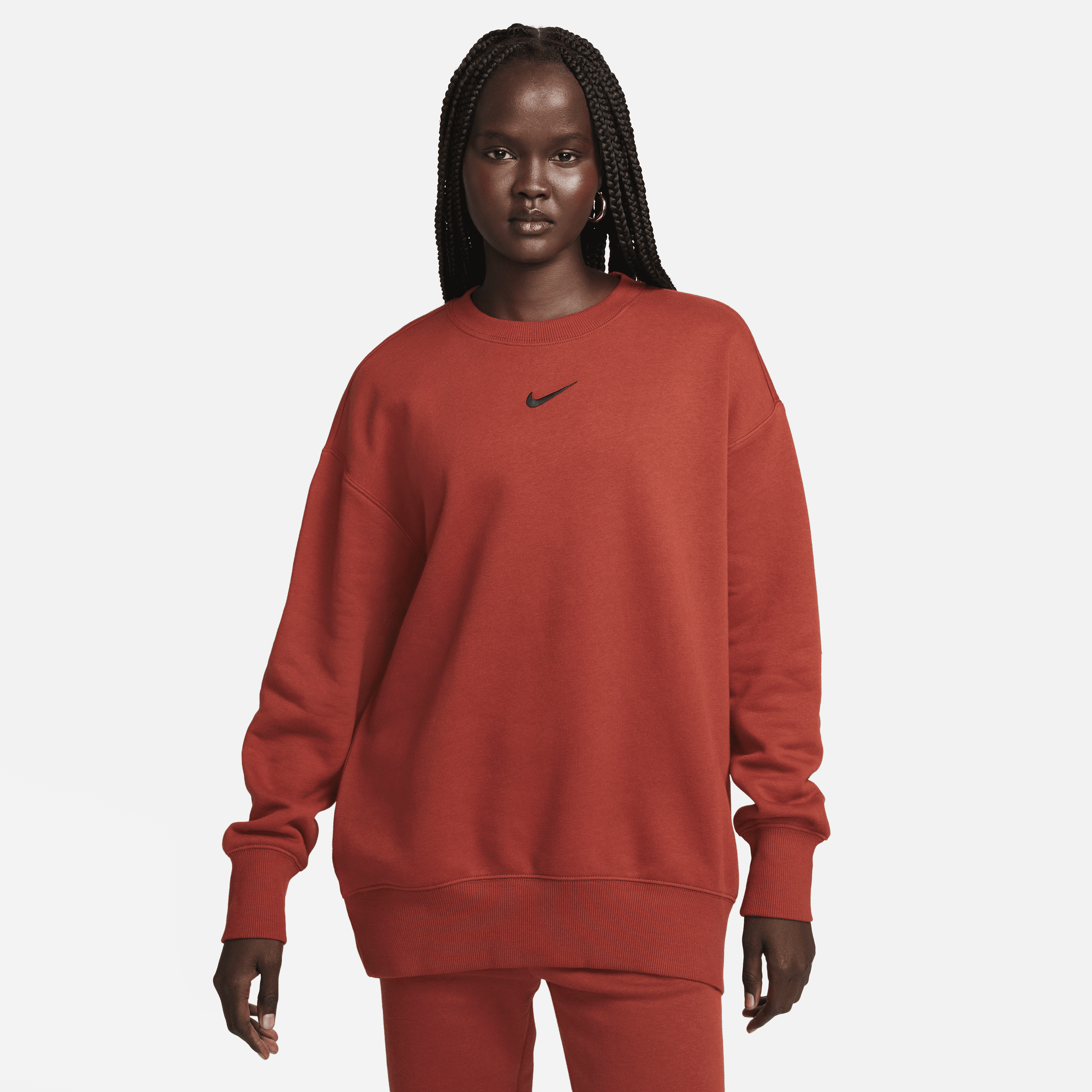 Oversized Nike Sportswear Phoenix Fleece-sweatshirt med rund hals til kvinder - Orange