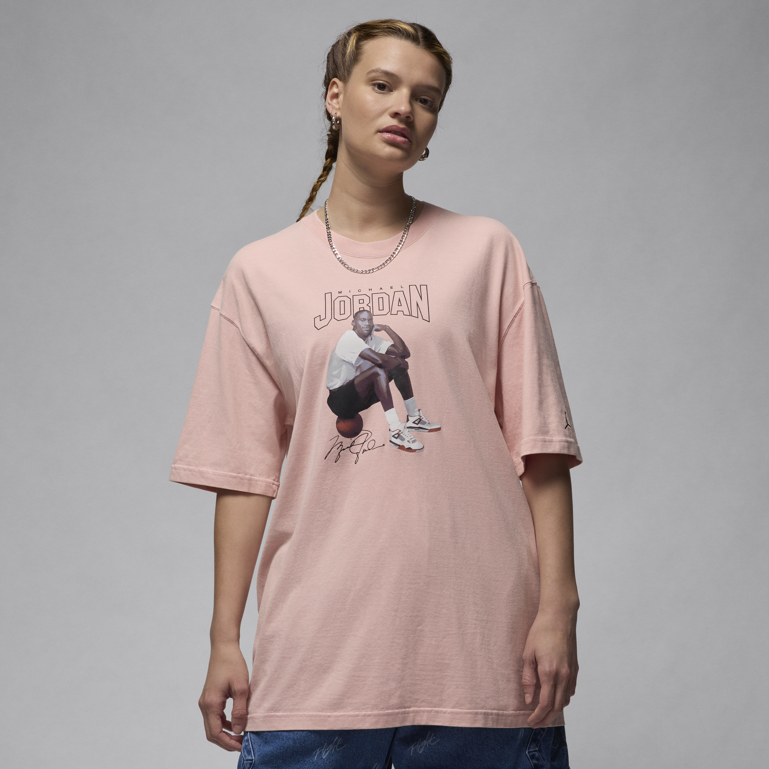 Nike T-shirt oversize con grafica Jordan – Donna - Rosa
