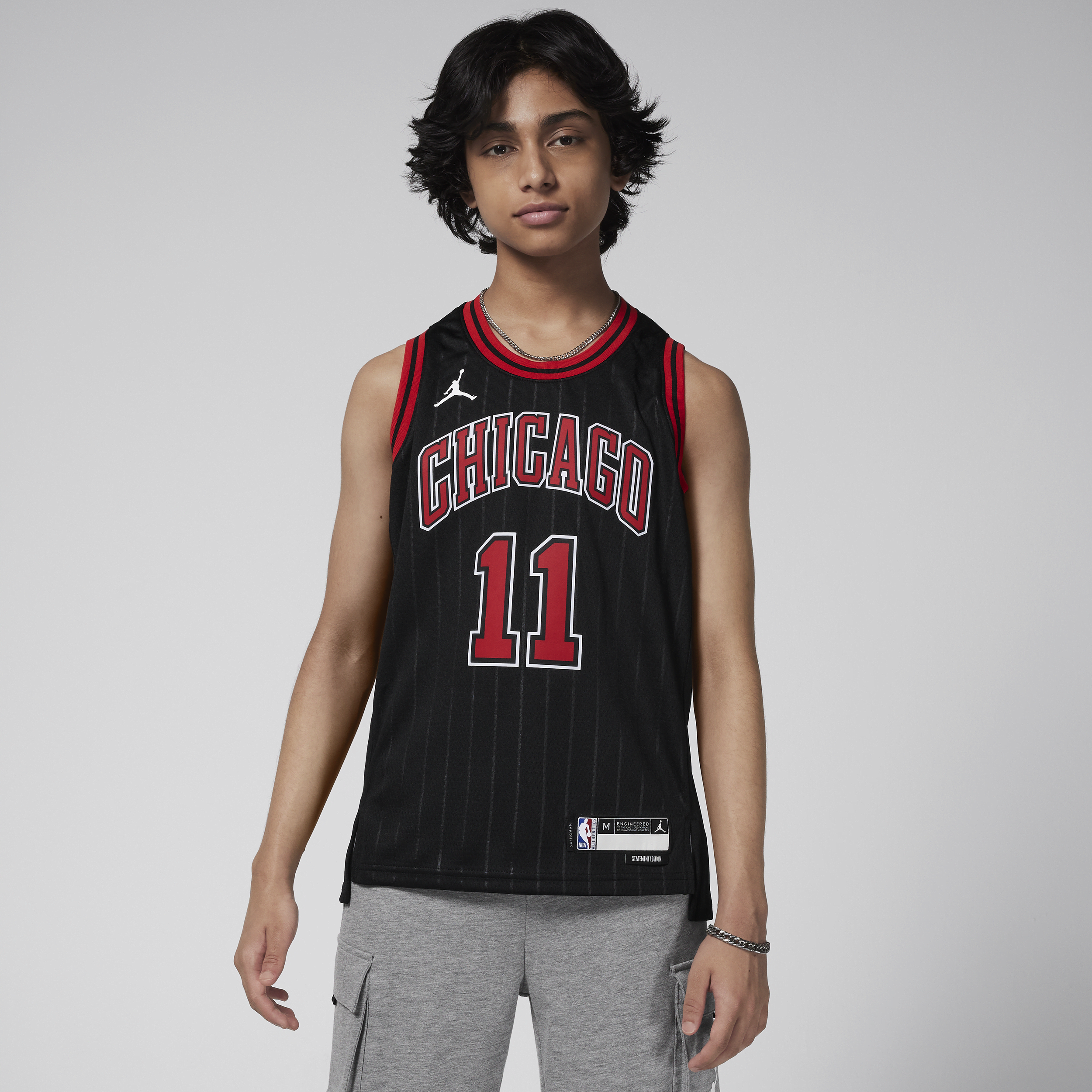 Chicago Bulls Statement Edition-Nike Dri-FIT Swingman-trøje til større børn - sort