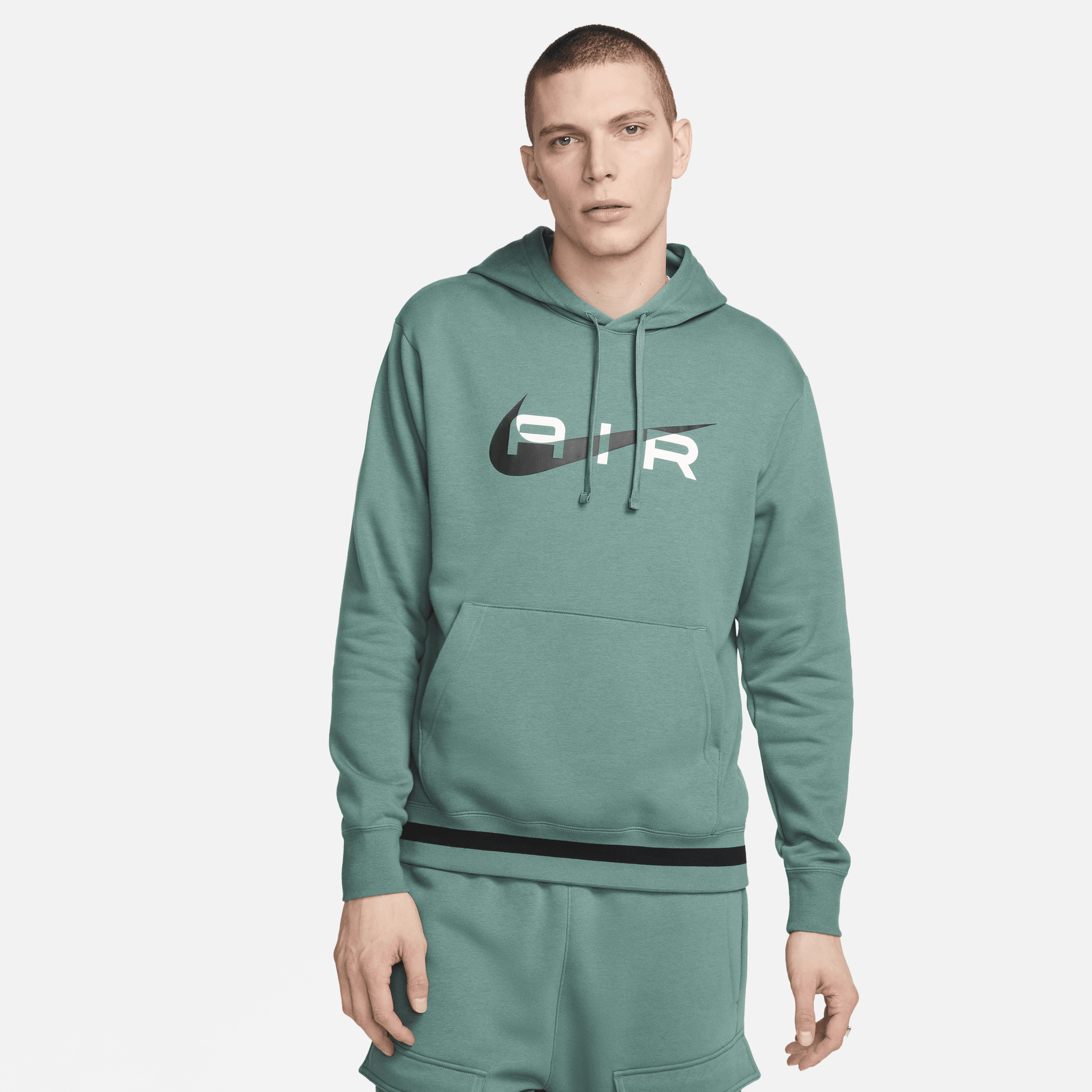 Felpa pullover in fleece con cappuccio Nike Air - Uomo - Verde