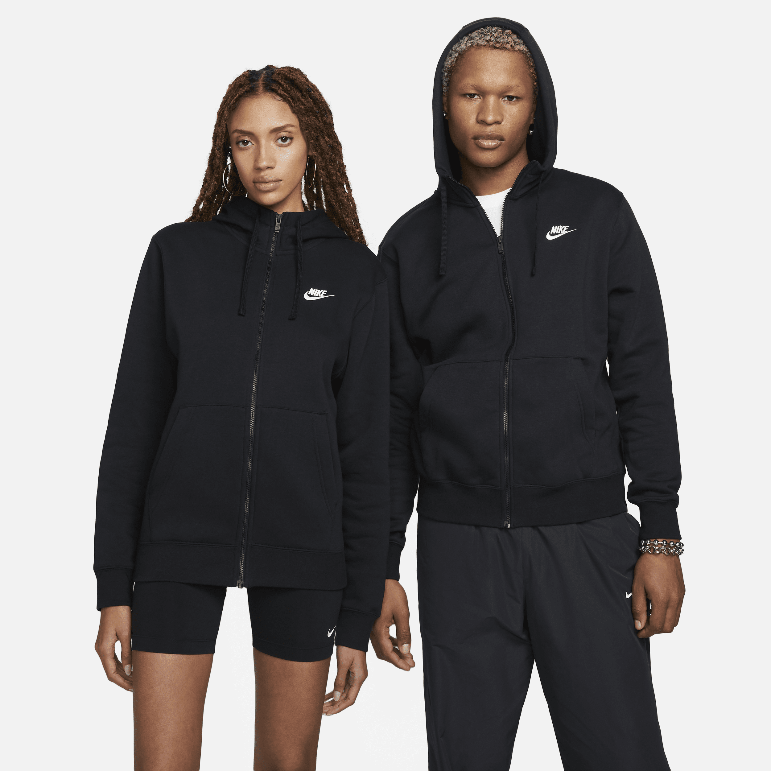Nike Sportswear Club Fleece-hættetrøje med lynlås til mænd - sort