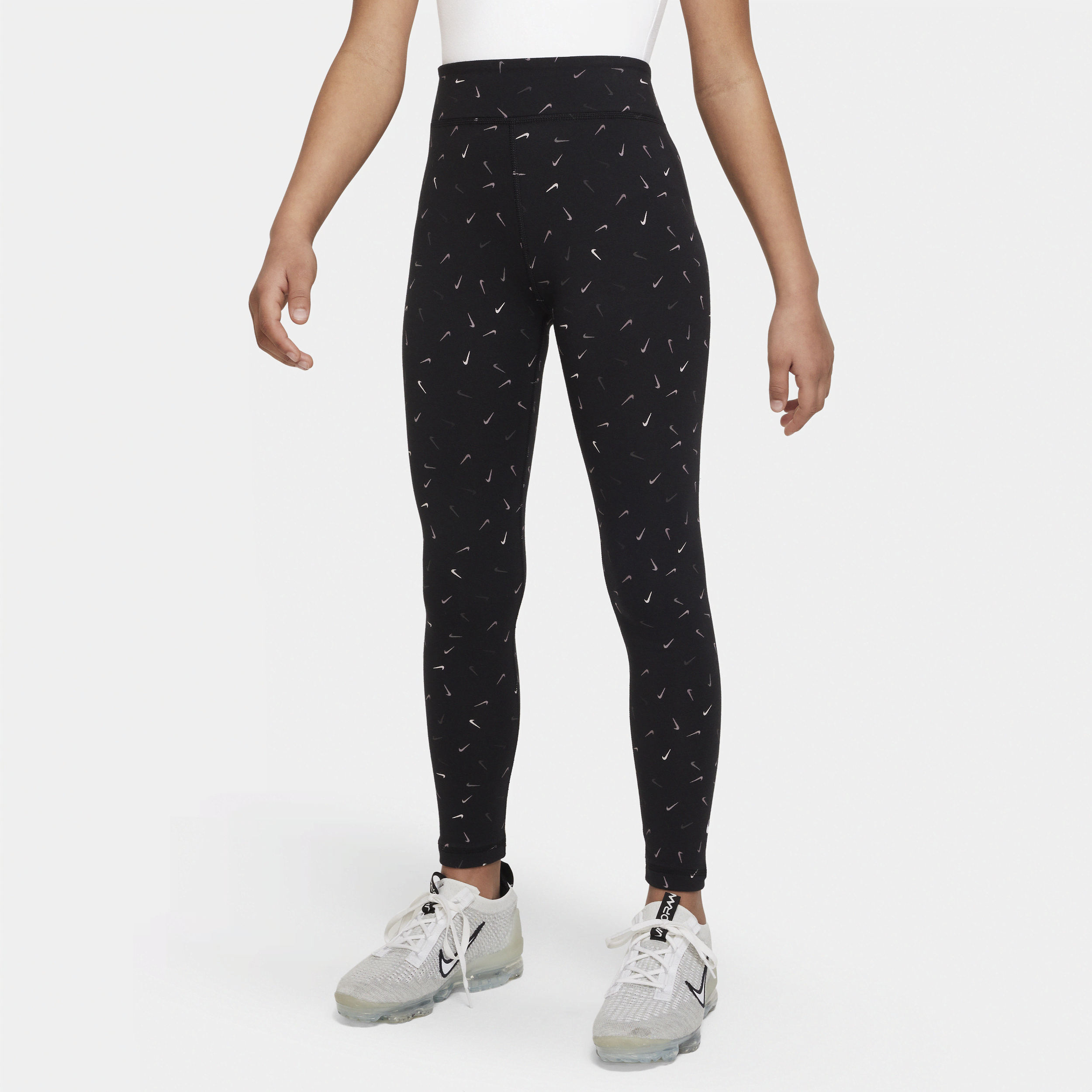 Nike Sportswear Essential-leggings med mellemhøj talje til større børn (piger) - sort