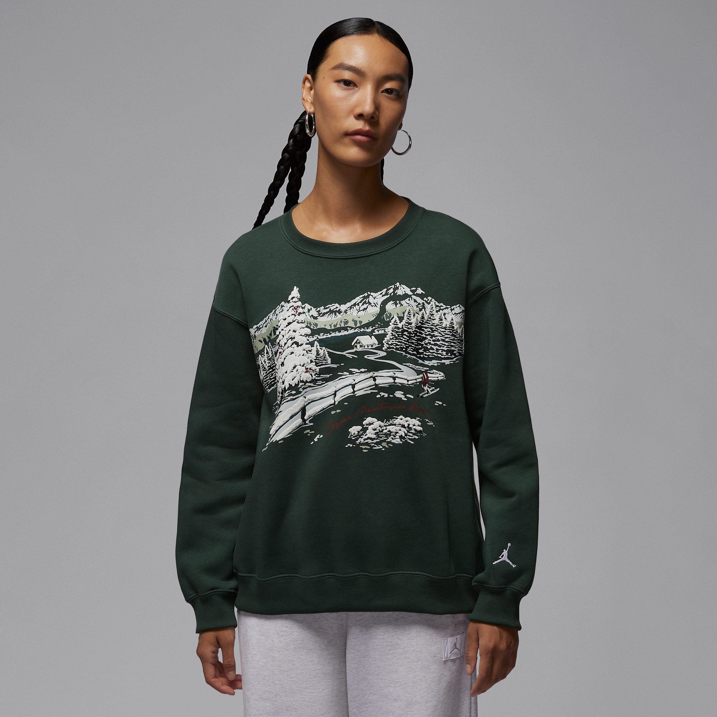 【ナイキ（NIKE）公式ストア】ジョーダン ブルックリン フリース ウィメンズ クルーネック スウェットシャツ HV3341-316 グリーン