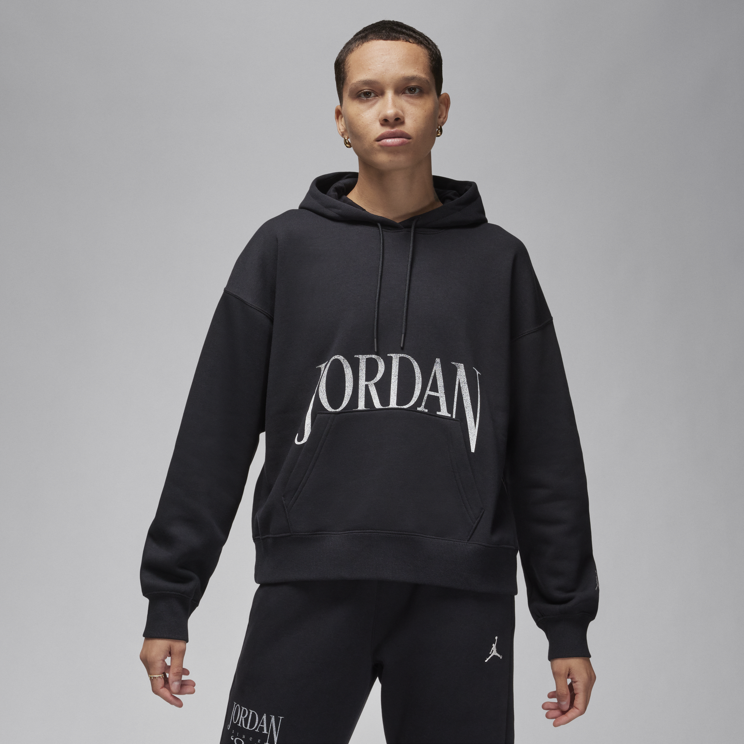 Nike Felpa pullover con cappuccio Jordan Brooklyn Fleece – Donna - Nero