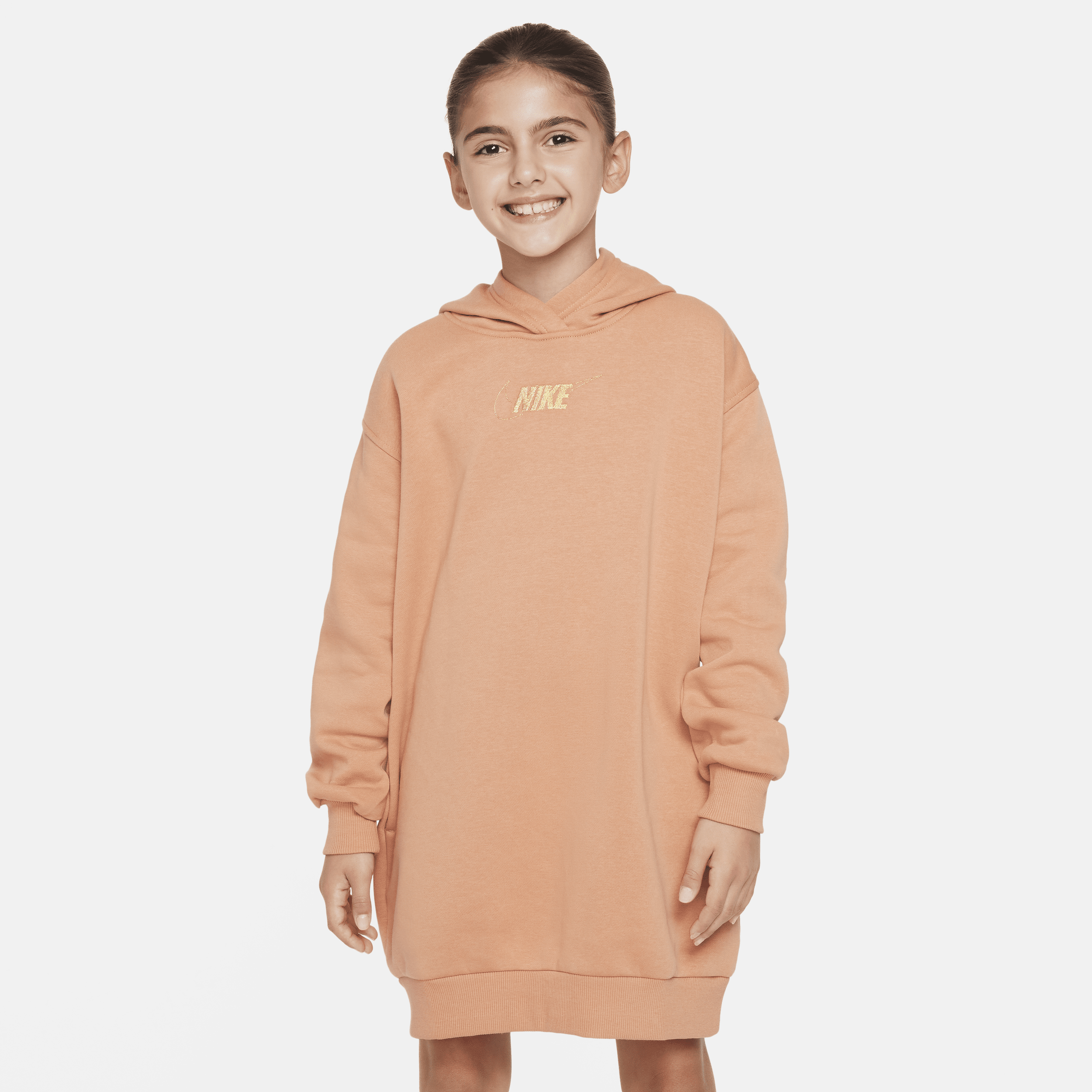 Nike Sportswear Club Fleece-kjole med hætte til større børn (piger) - brun