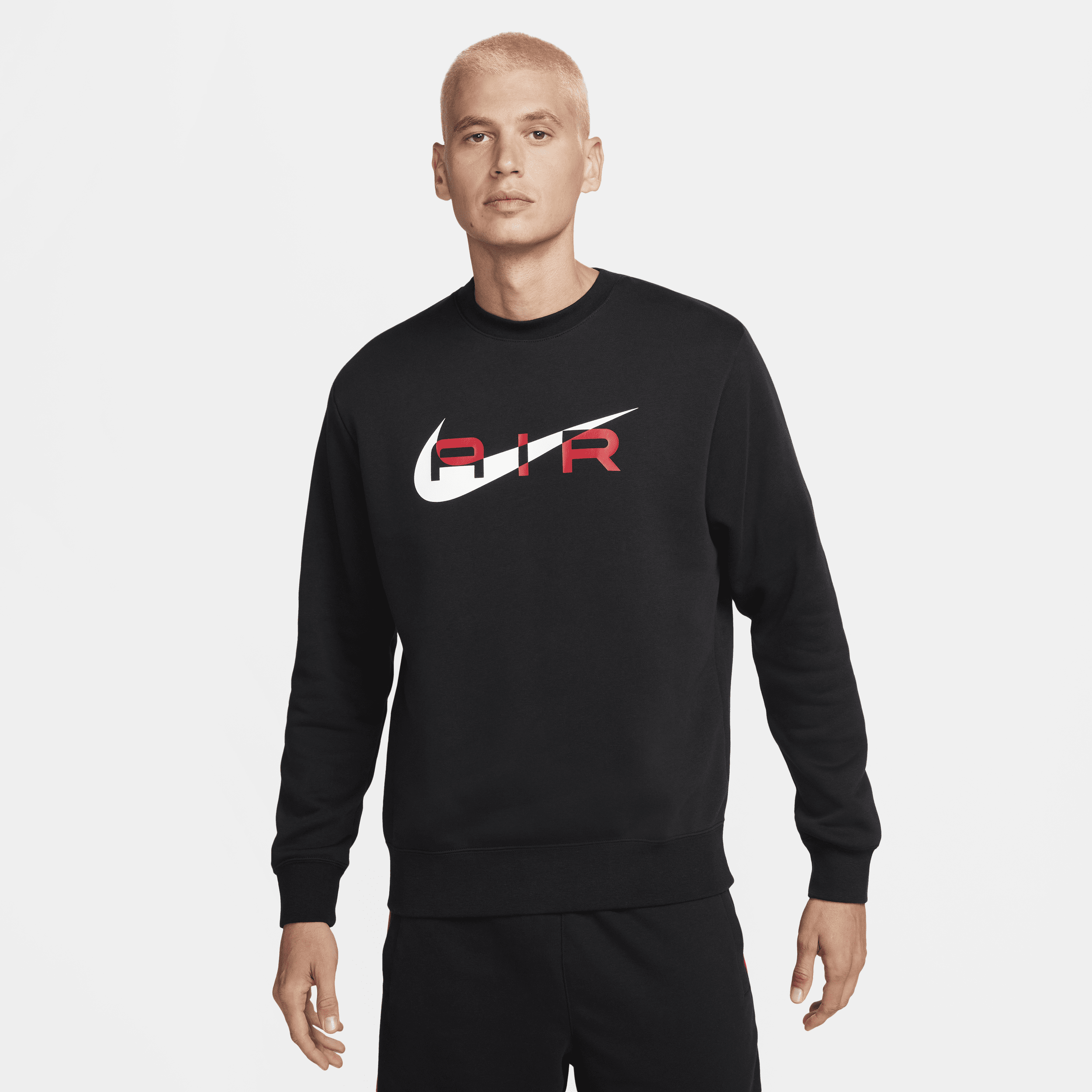 Nike Air-sweatshirt i fleece med rund hals til mænd - sort