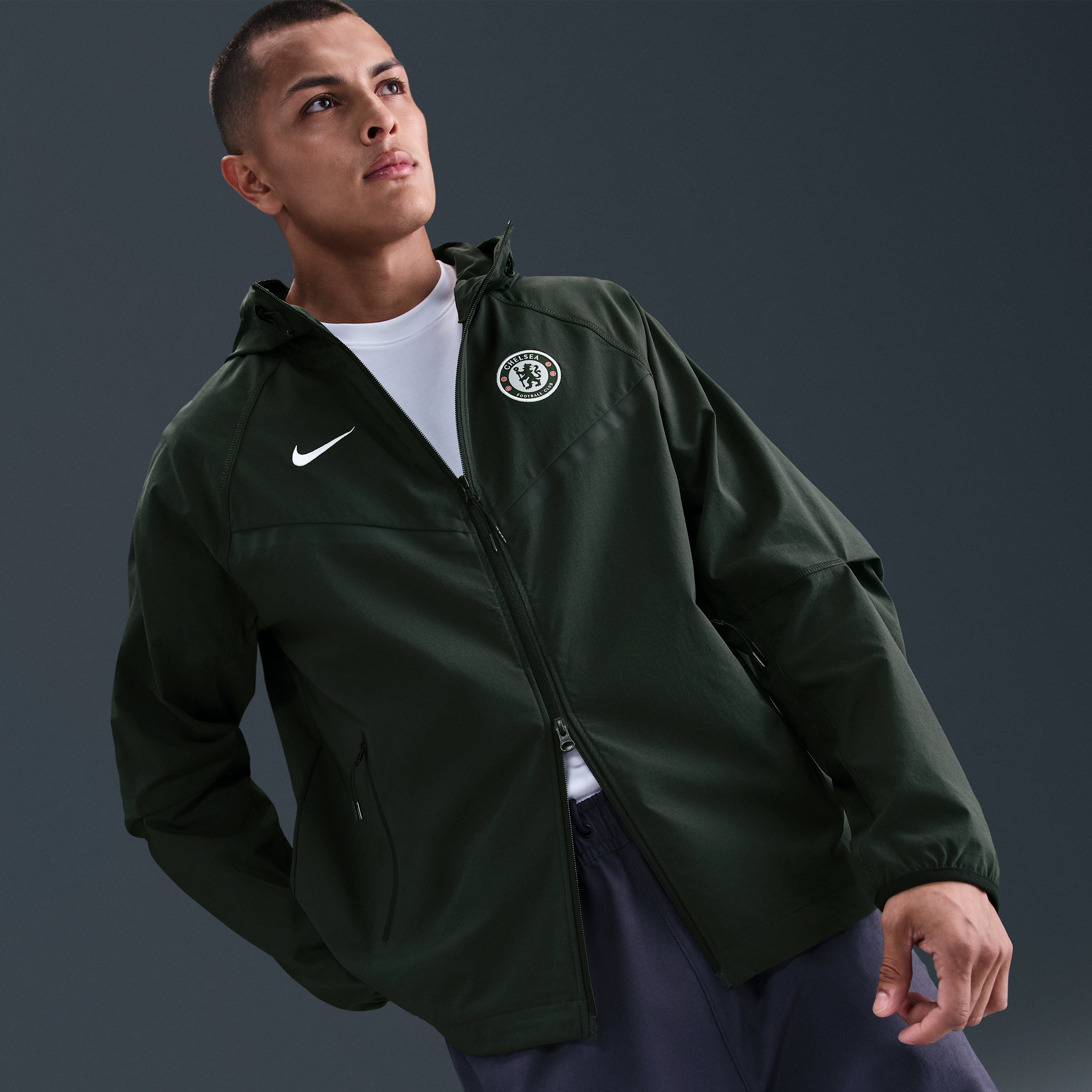 Nike Chelsea NSW Tech FZ Windrunner Woven Jacket - Dark Green