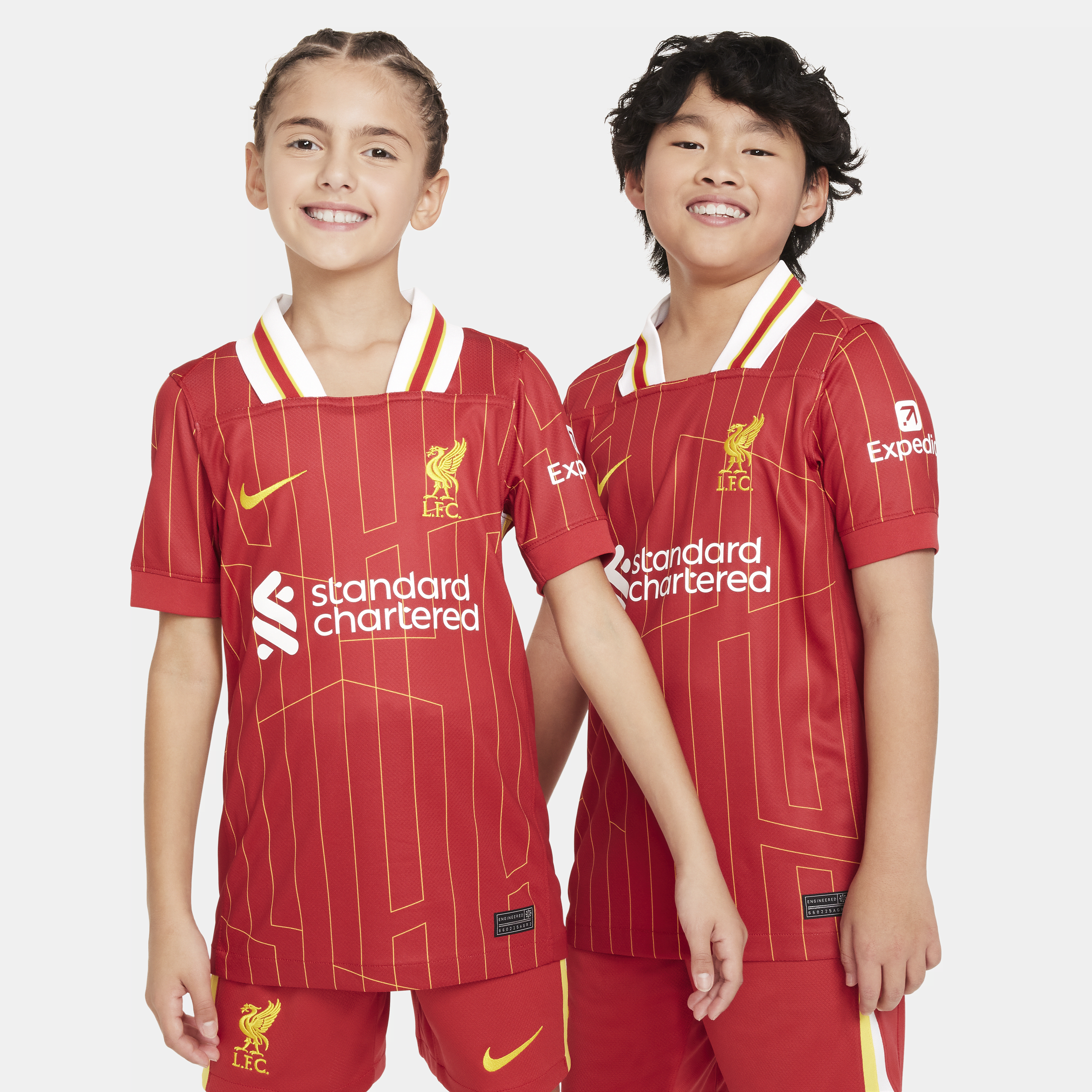 Maglia da calcio replica Nike Dri-FIT Liverpool FC 2024/25 Stadium per ragazzo/a – Home - Rosso