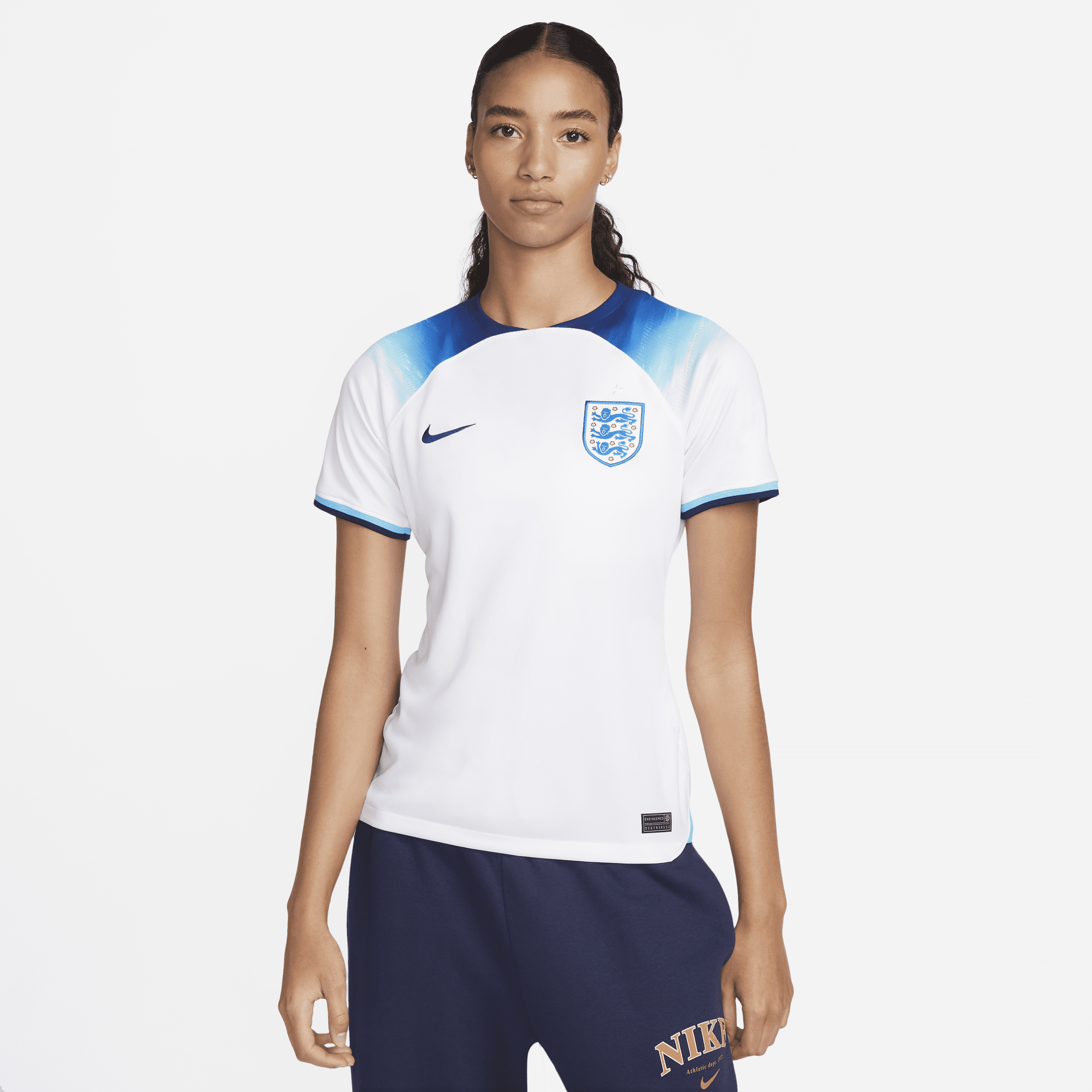 England 2022/23 Stadium Home Nike Dri-FIT-fodboldtrøje til kvinder - hvid