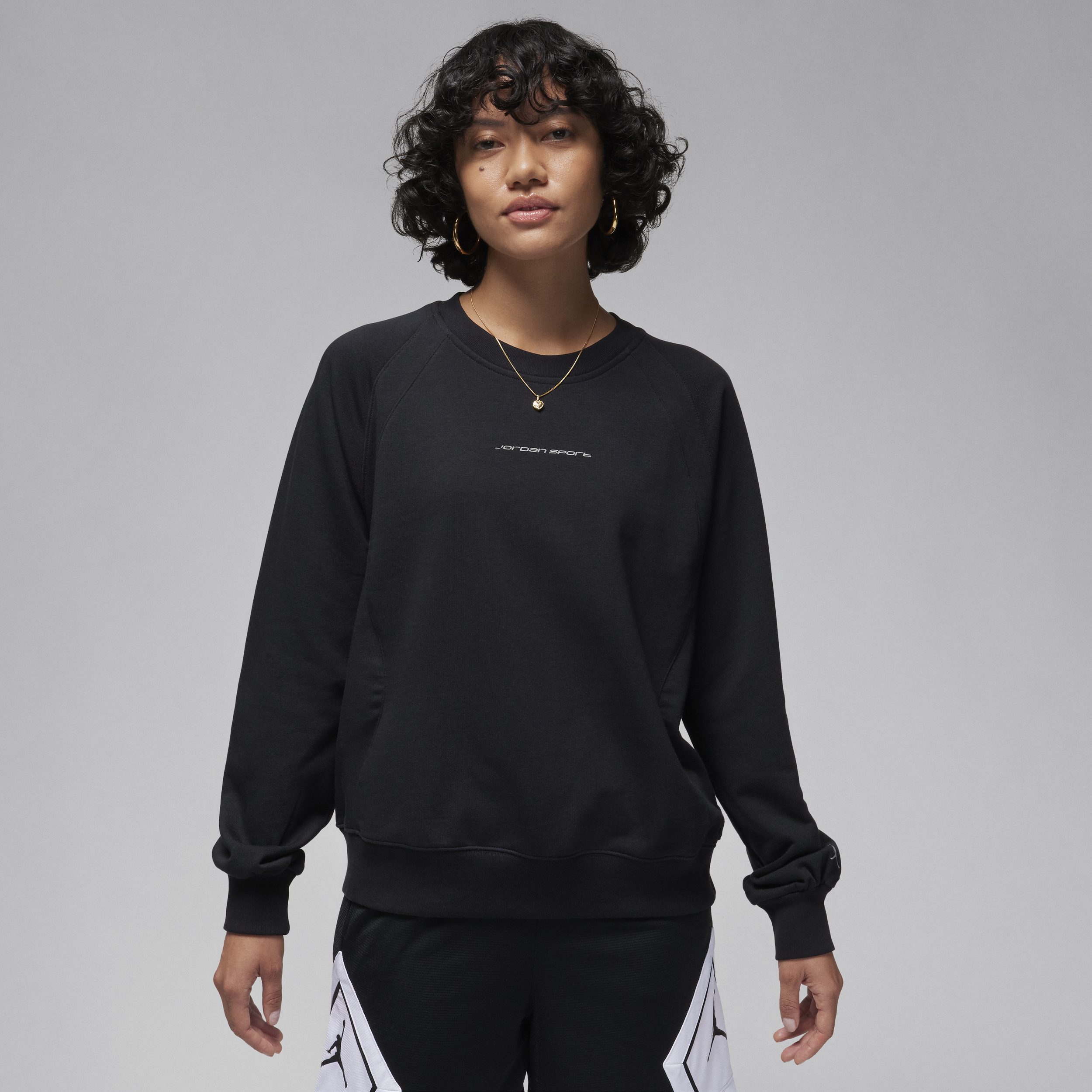 Jordan Sport sweatshirt van fleece met ronde hals en graphic voor dames - Zwart