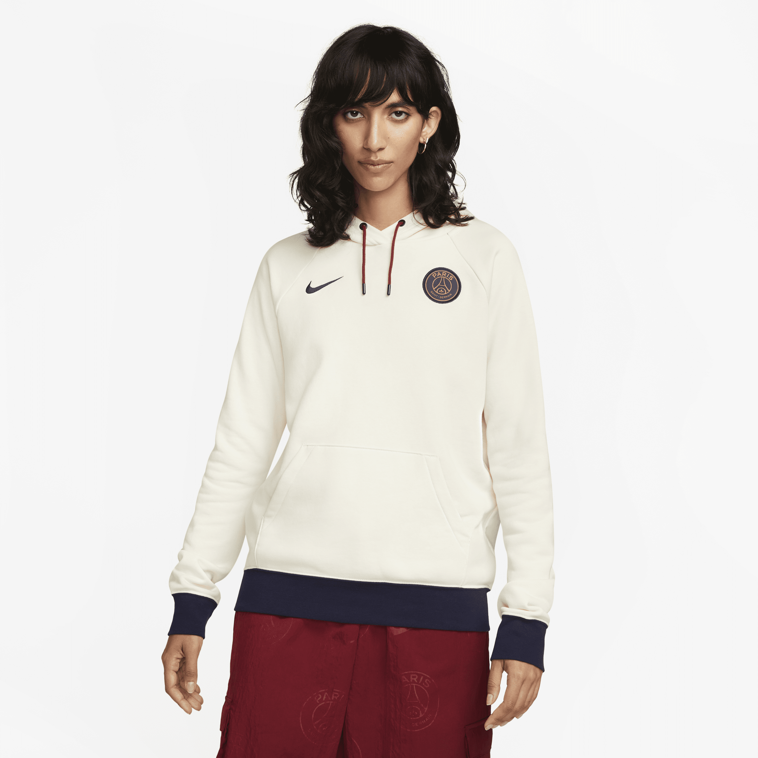 Felpa pullover da calcio con cappuccio Nike Paris Saint-Germain Essential – Donna - Bianco