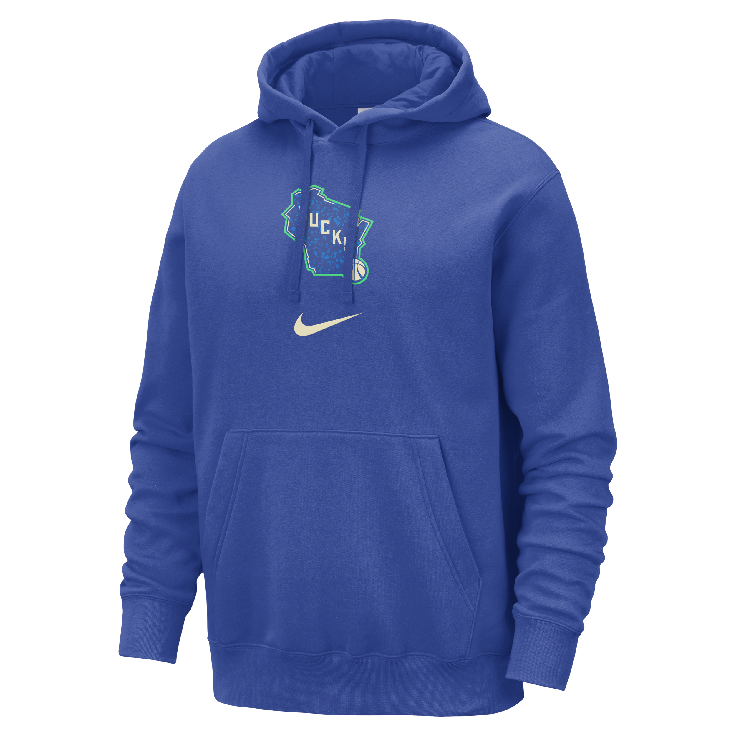 Milwaukee Bucks Club Fleece City Edition Nike NBA-pullover-hættetrøje til mænd - blå
