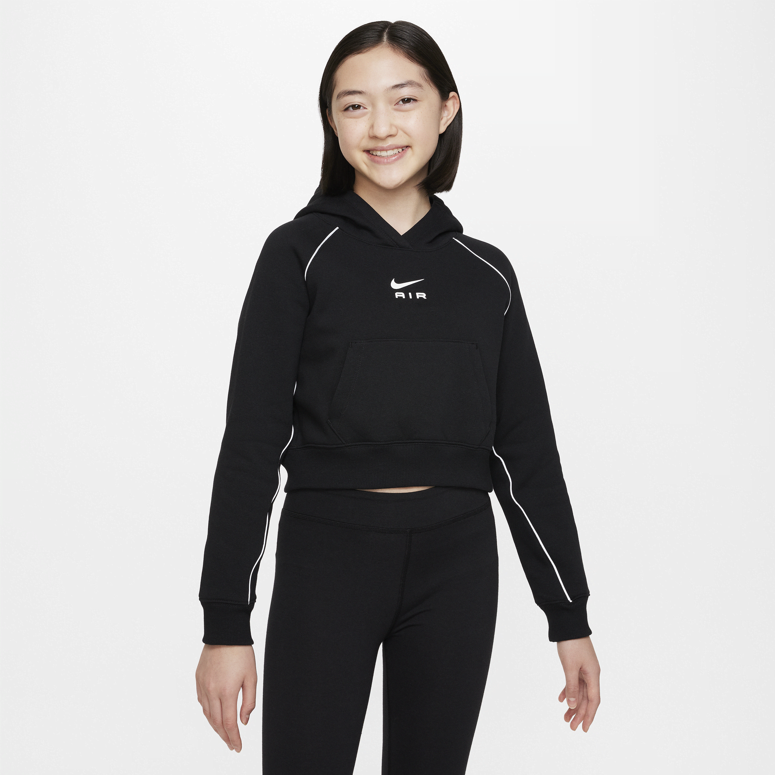 【ナイキ(NIKE)公式ストア】ナイキ エア ジュニア (ガールズ) フレンチ テリー クロップ パーカー DQ8932-010 ブラック 【ナイキ(NIKE)公式ストア】ナイキ エア ジュニア (ガールズ) フレンチ テリー クロップ パーカー DQ8932-010 ブラック