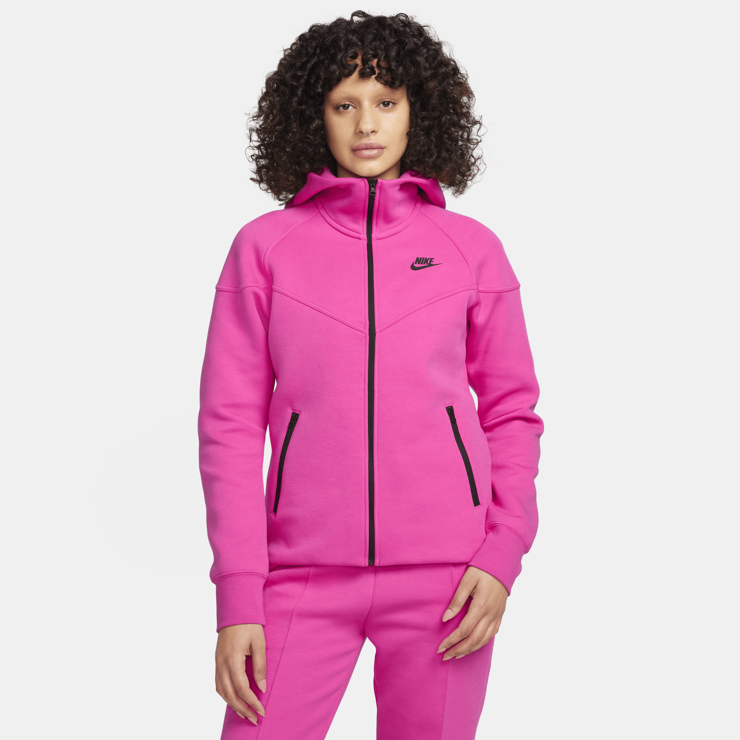 Nike Sportswear Tech Fleece Windrunner–hættetrøje med lynlås til kvinder - rød