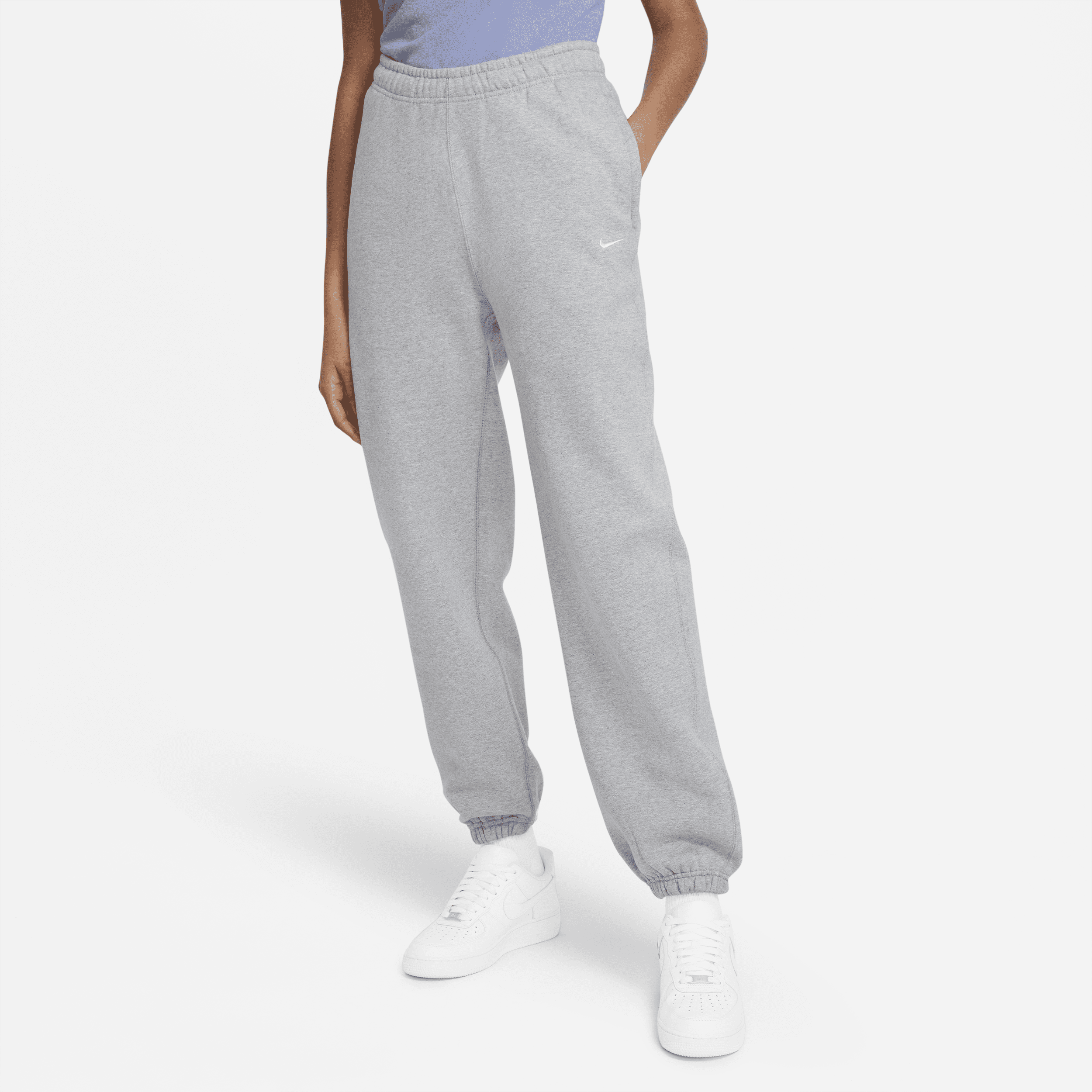 Nike Solo Swoosh-fleecebukser til kvinder - grå