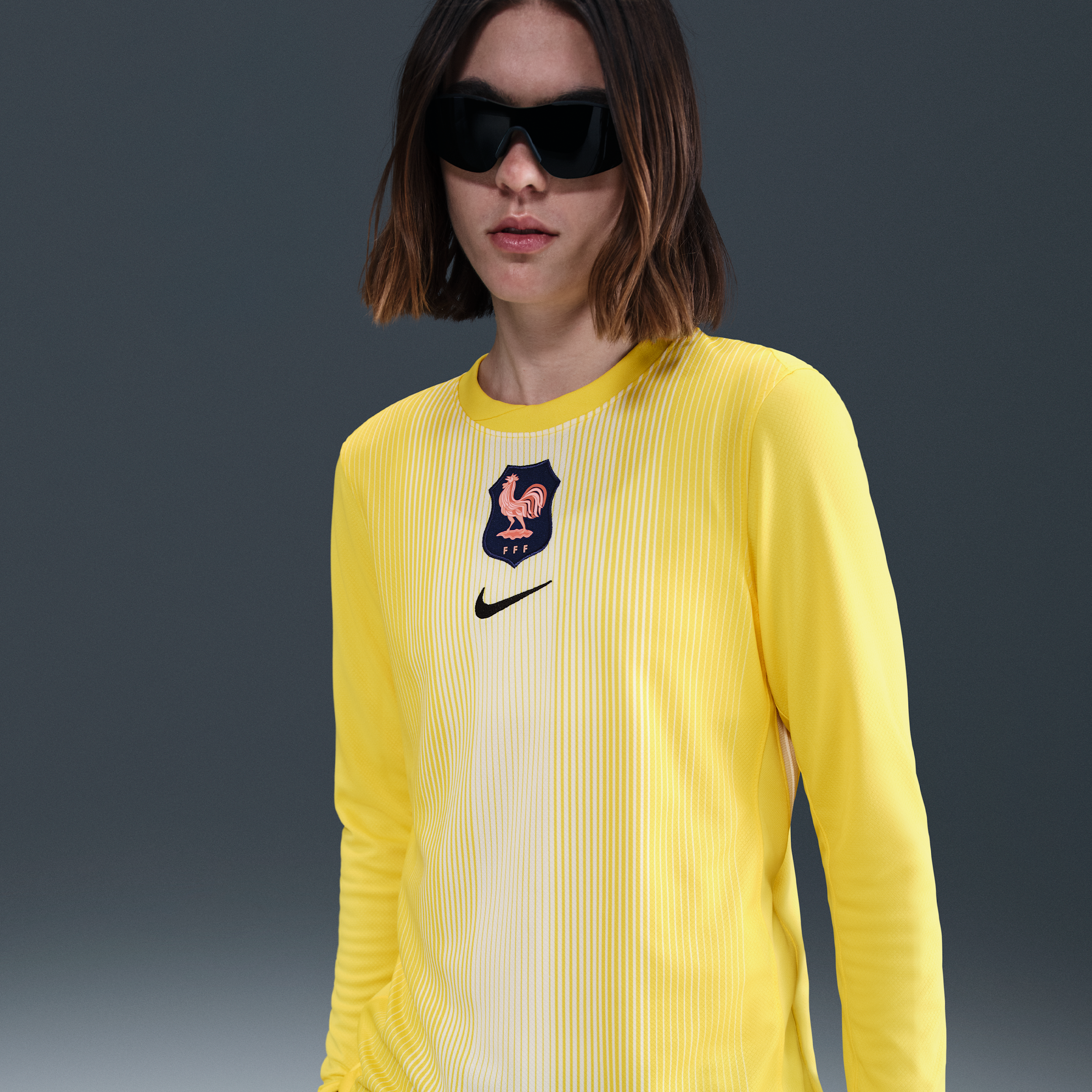 Maglia da calcio replica a manica lunga Nike Dri-FIT FFF 2025/26 Stadium da donna – Goalkeeper - Giallo