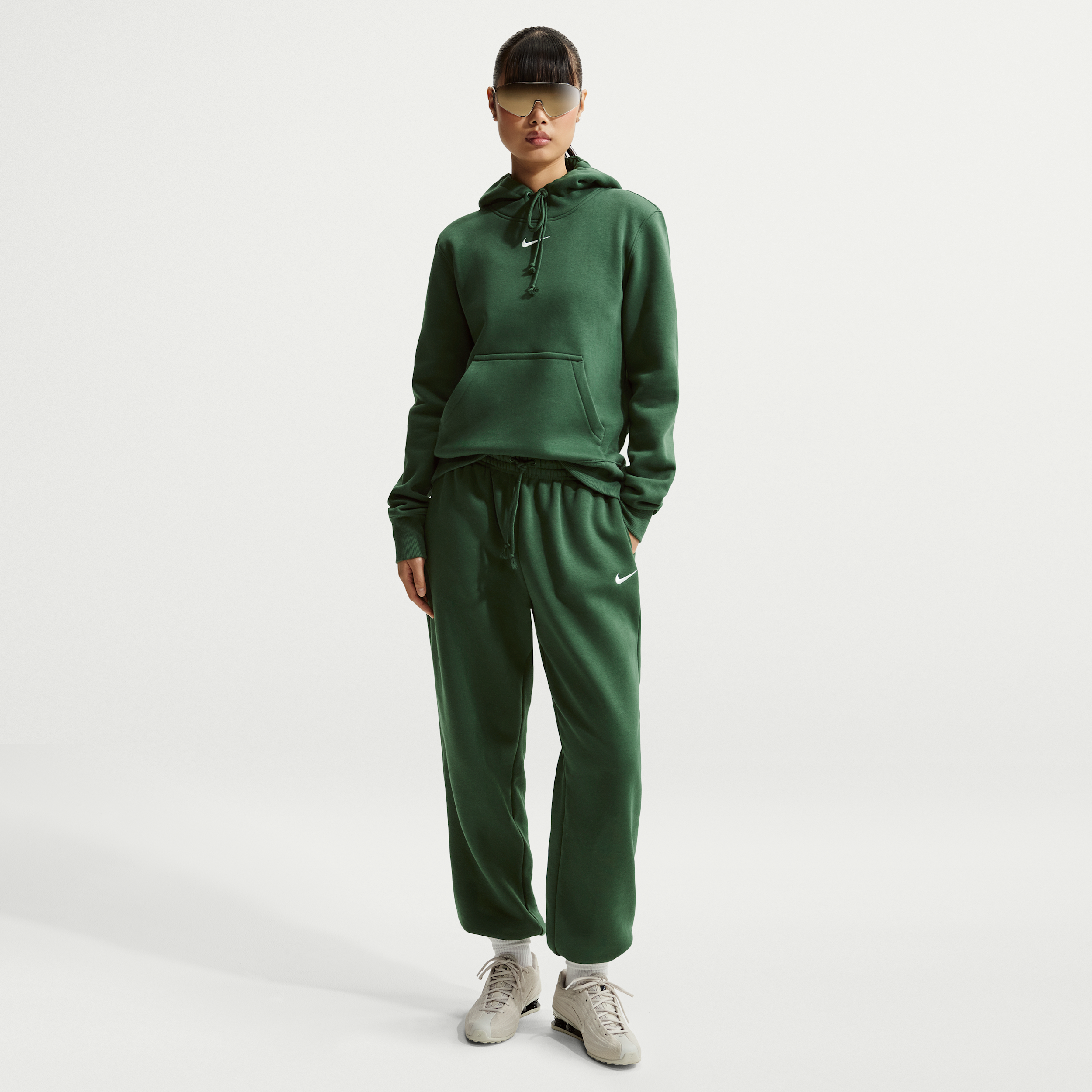 Pantaloni tuta oversize a vita alta Nike Phoenix Fleece – Donna - Verde