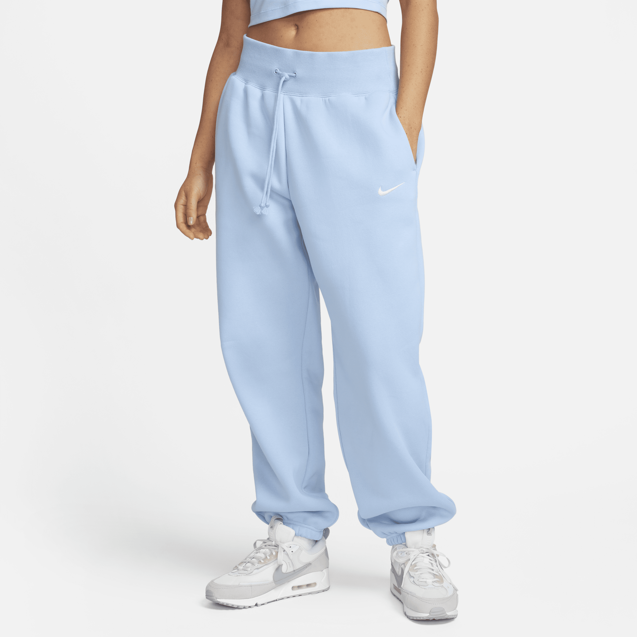 Pantaloni tuta oversize a vita alta Nike Sportswear Phoenix Fleece – Donna - Blu
