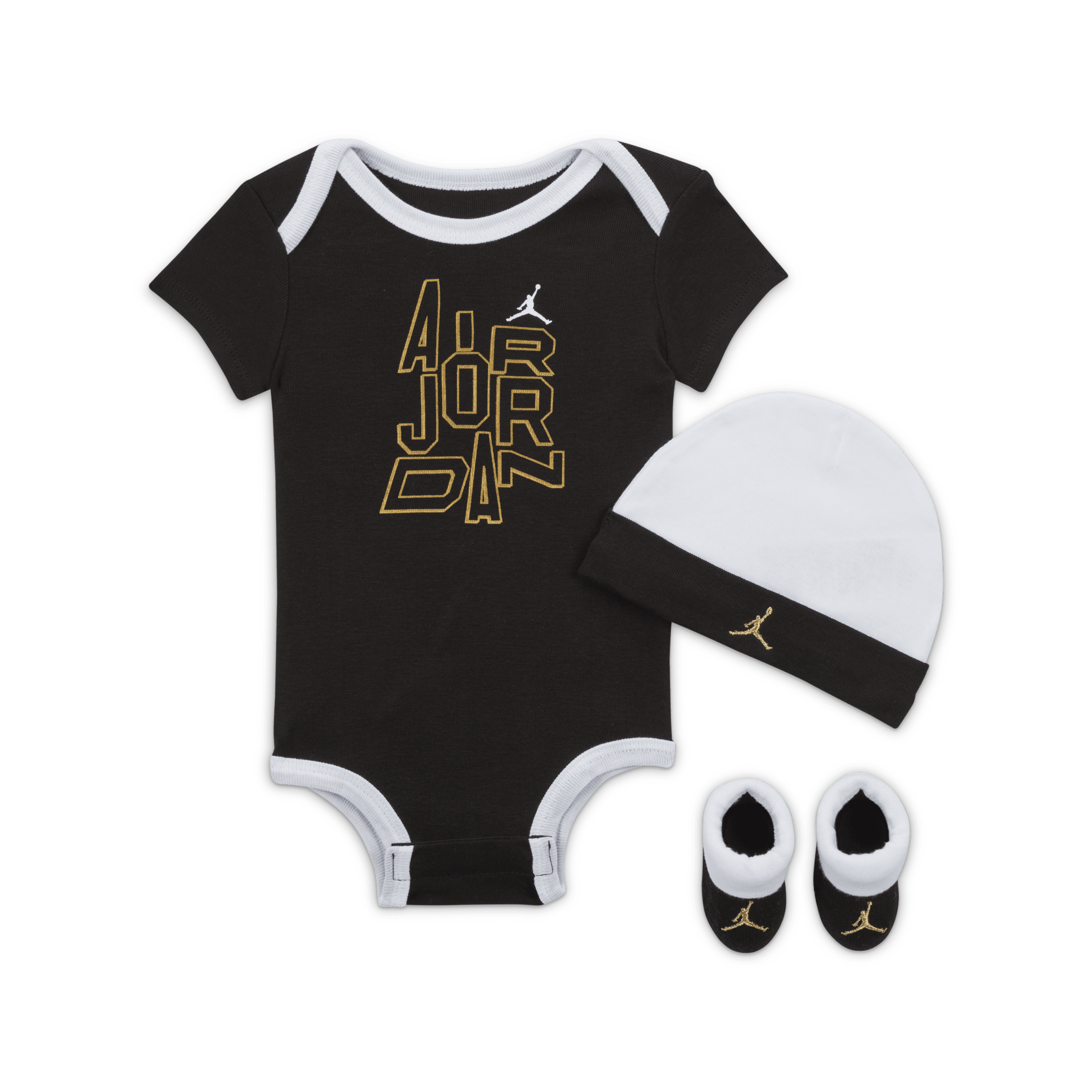Nike Tredelt Jordan Holiday Shine-bodysuit-sæt i æske til babyer - sort