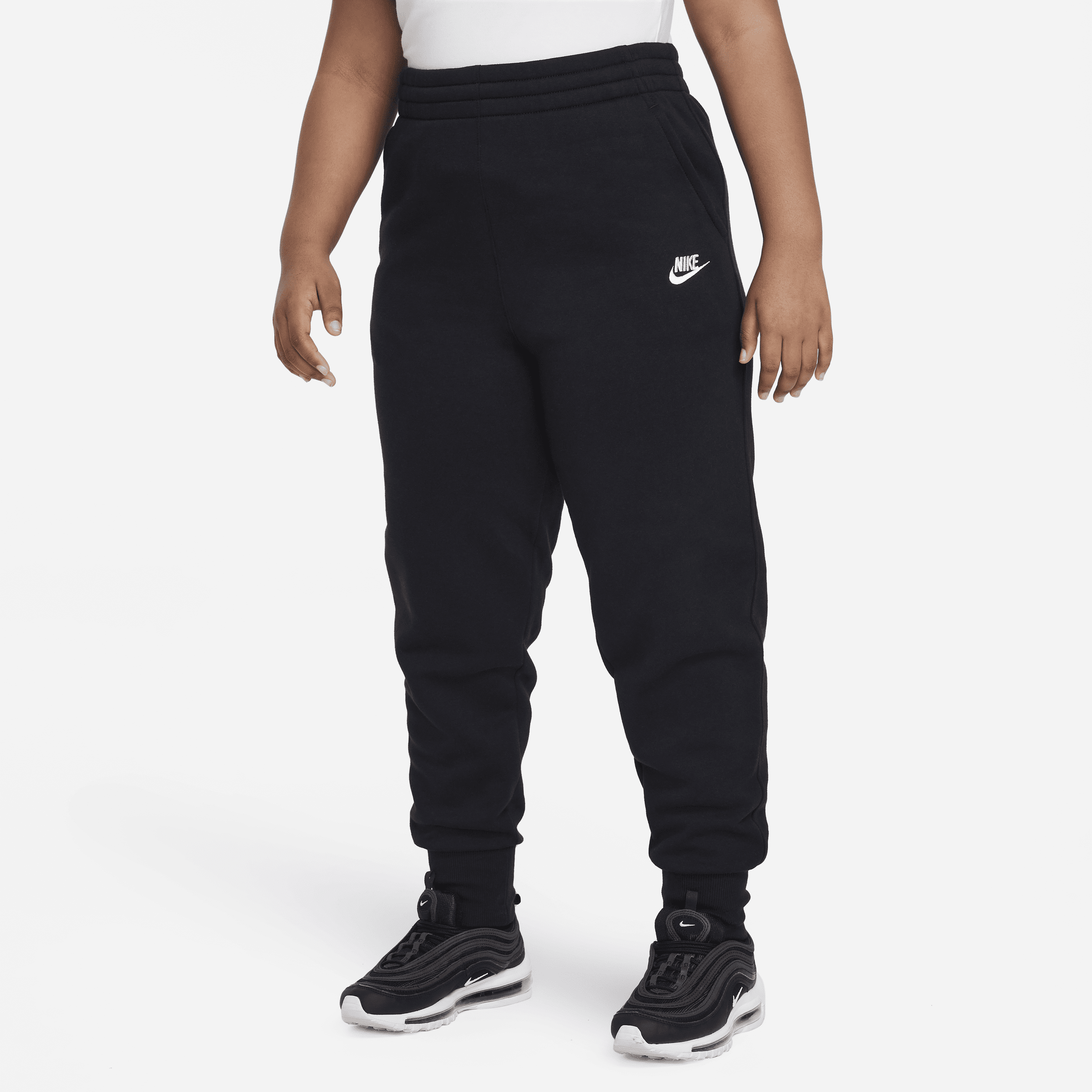 Pantaloni aderenti a vita alta (Taglia grande) Nike Sportswear Club Fleece – Ragazza - Nero