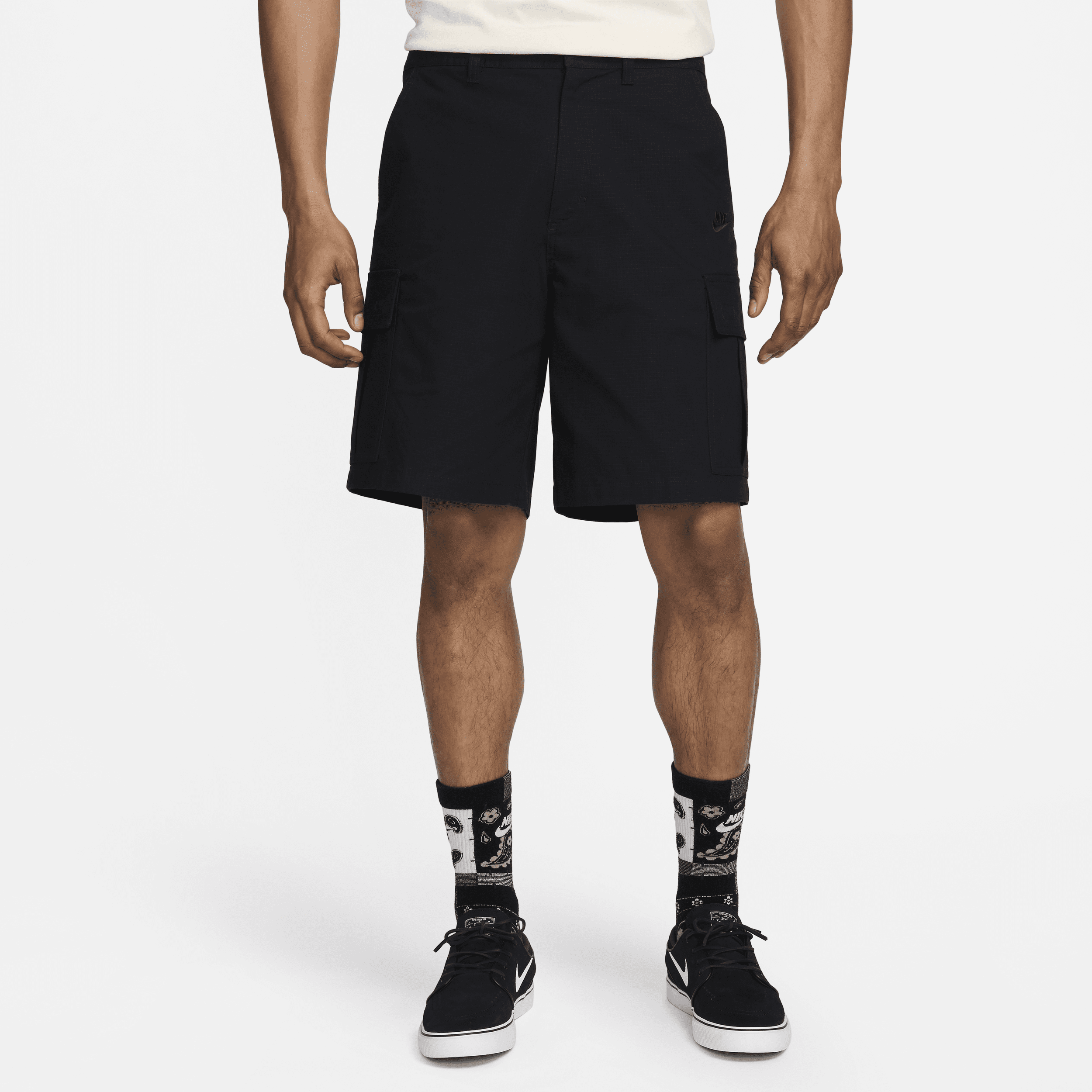 Vævede Nike Club-cargoshorts til mænd - sort