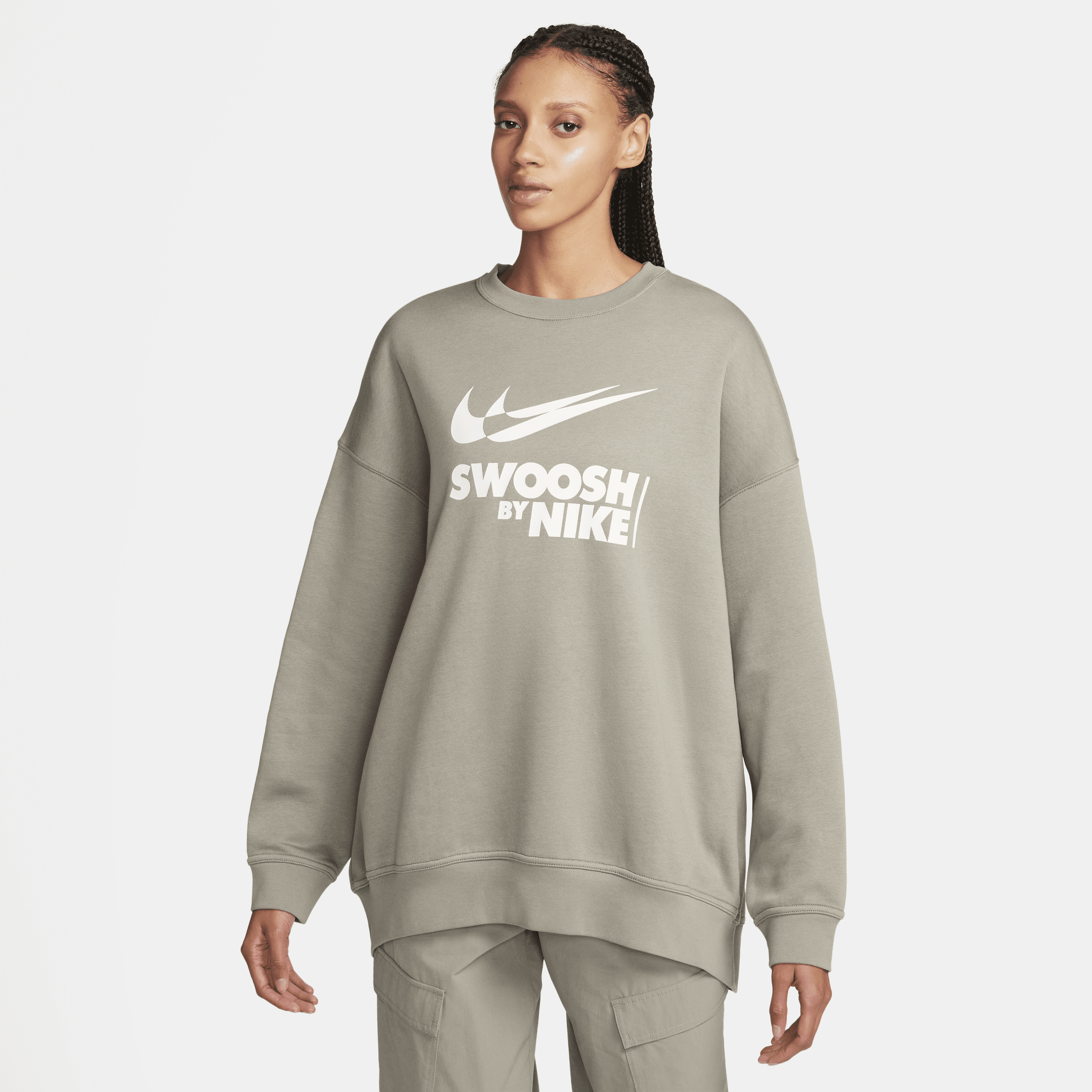 Nike Sportswear oversized fleeceshirt met ronde hals voor dames - Grijs