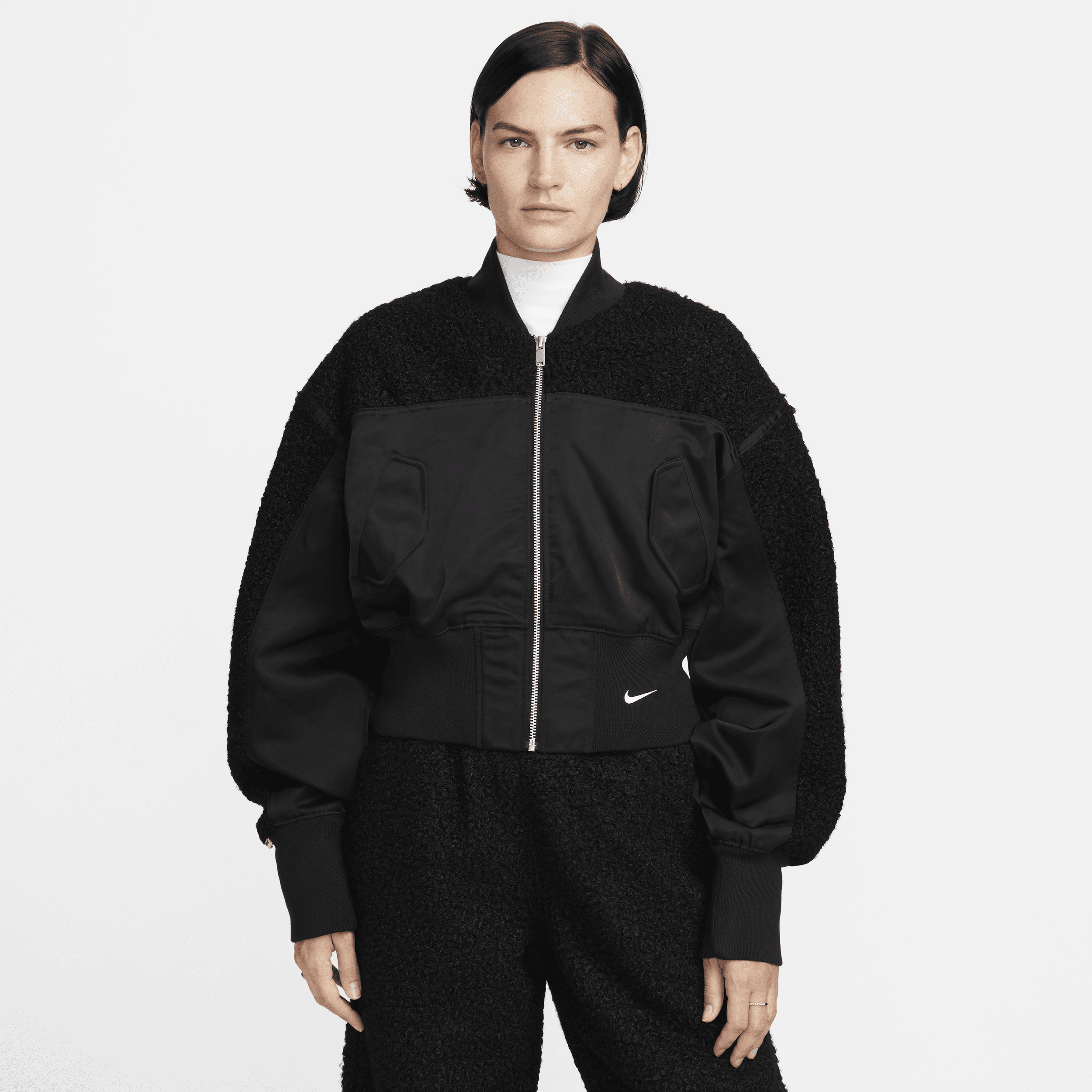 Giacca bomber in fleece high-pile Nike Sportswear Collection – Donna - Nero