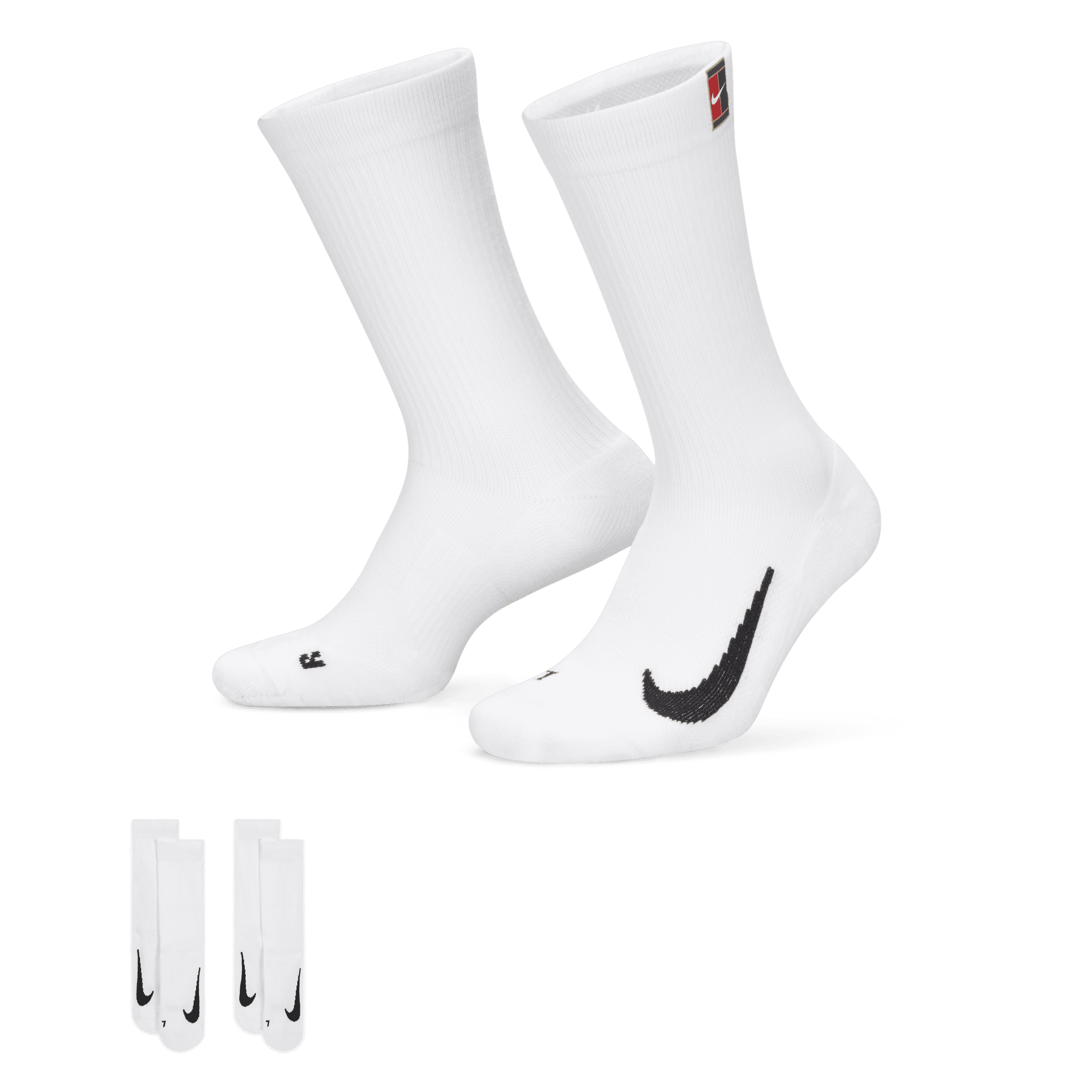 NikeCourt Multiplier Cushioned-tennis-crewstrømper (2 par) - hvid