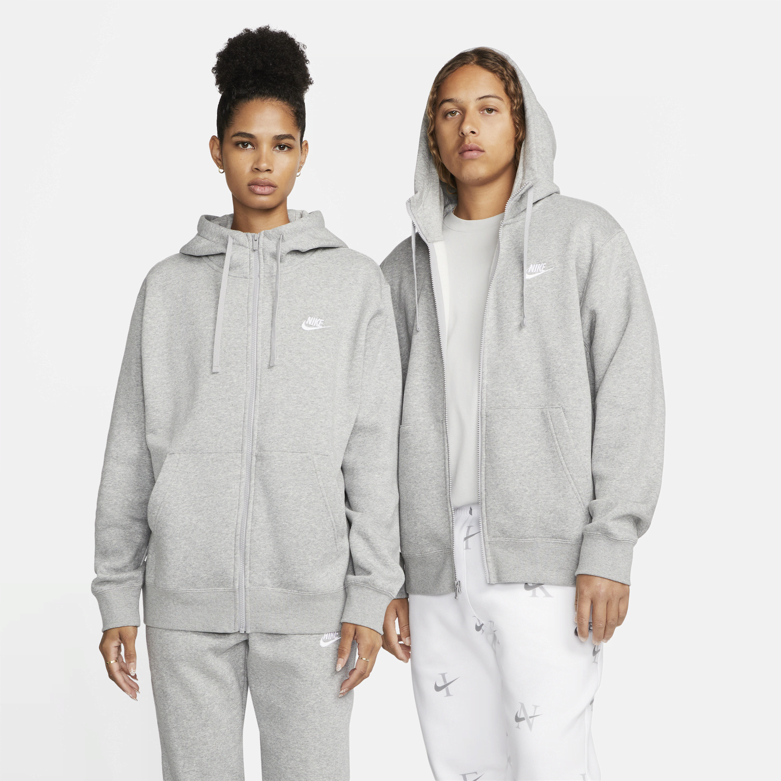Nike Sportswear Club Fleece-hættetrøje med lynlås til mænd - grå