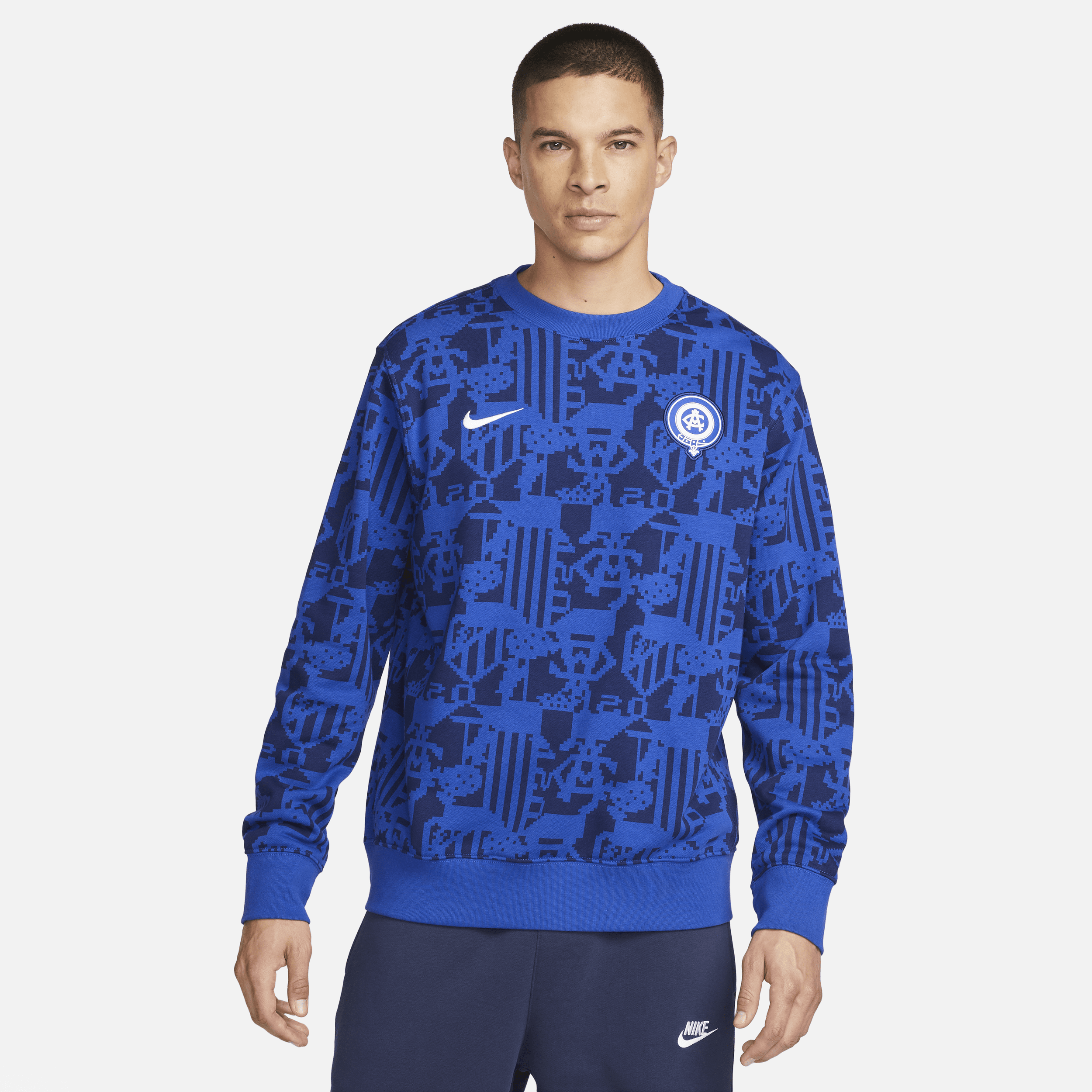 Nike Atlético Madrid-sweatshirt i french terry med grafik til mænd - blå