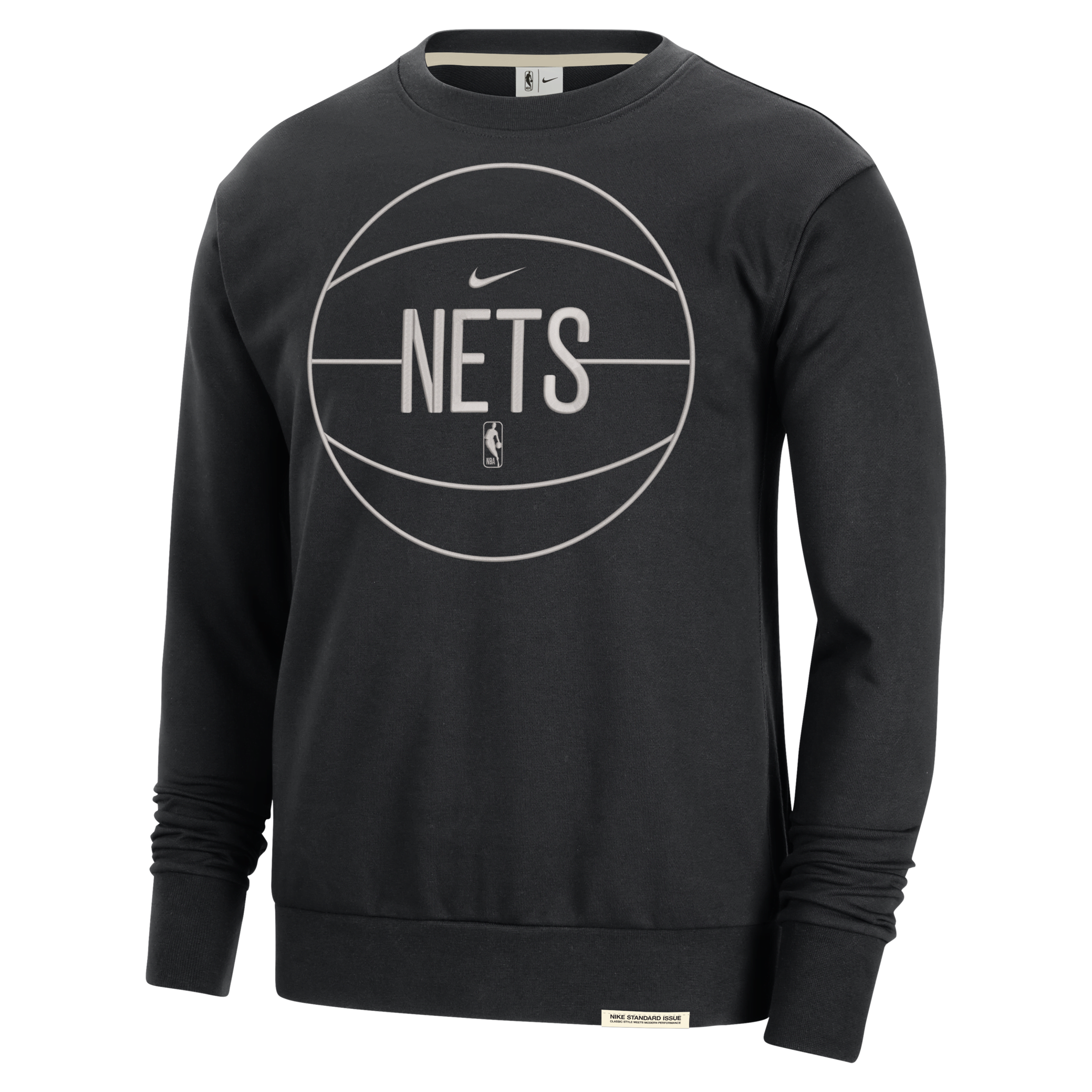 Brooklyn Nets Standard Issue Nike Dri-FIT NBA-sweatshirt til mænd - sort