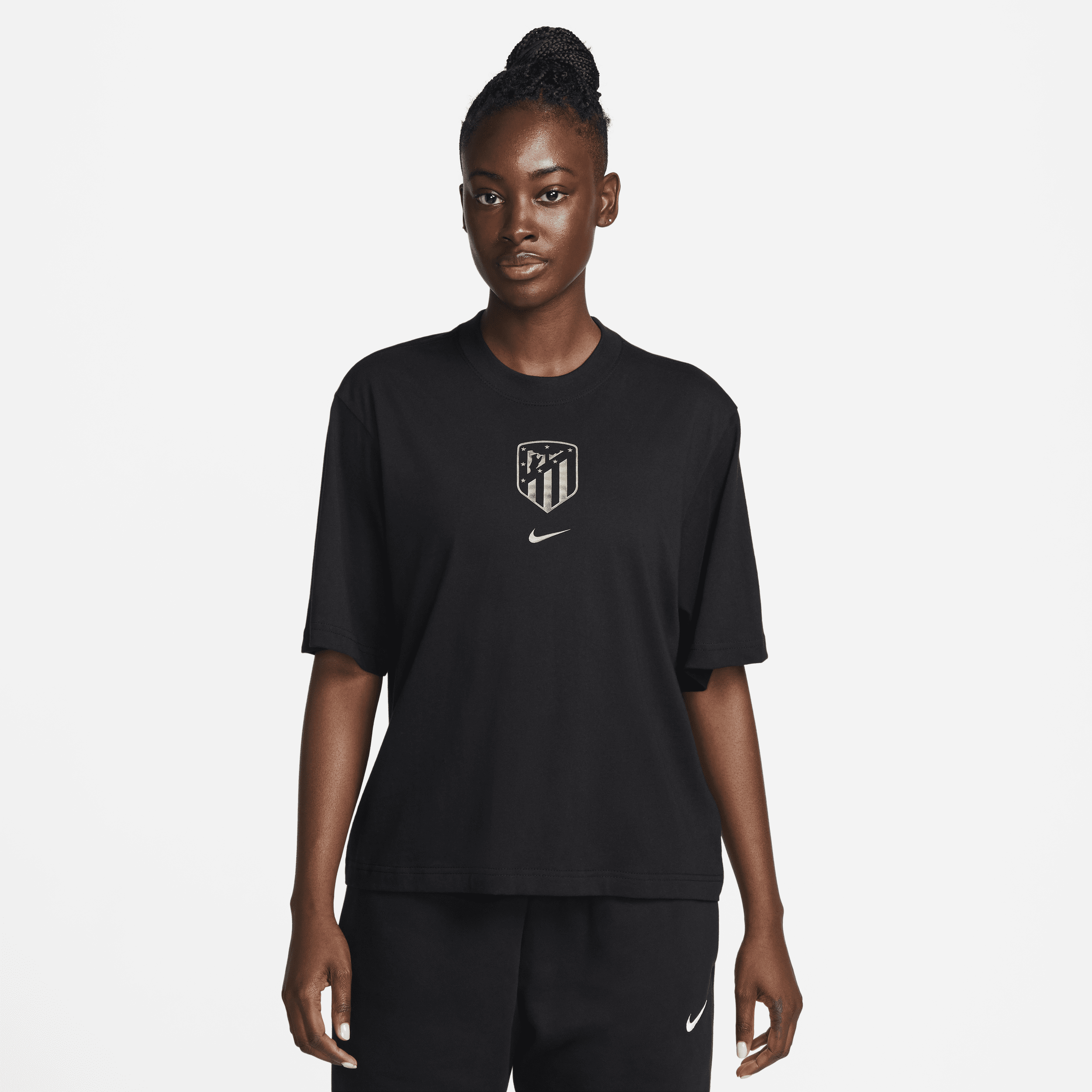 Firkantet Atlético Madrid Nike Football-T-shirt til kvinder - sort