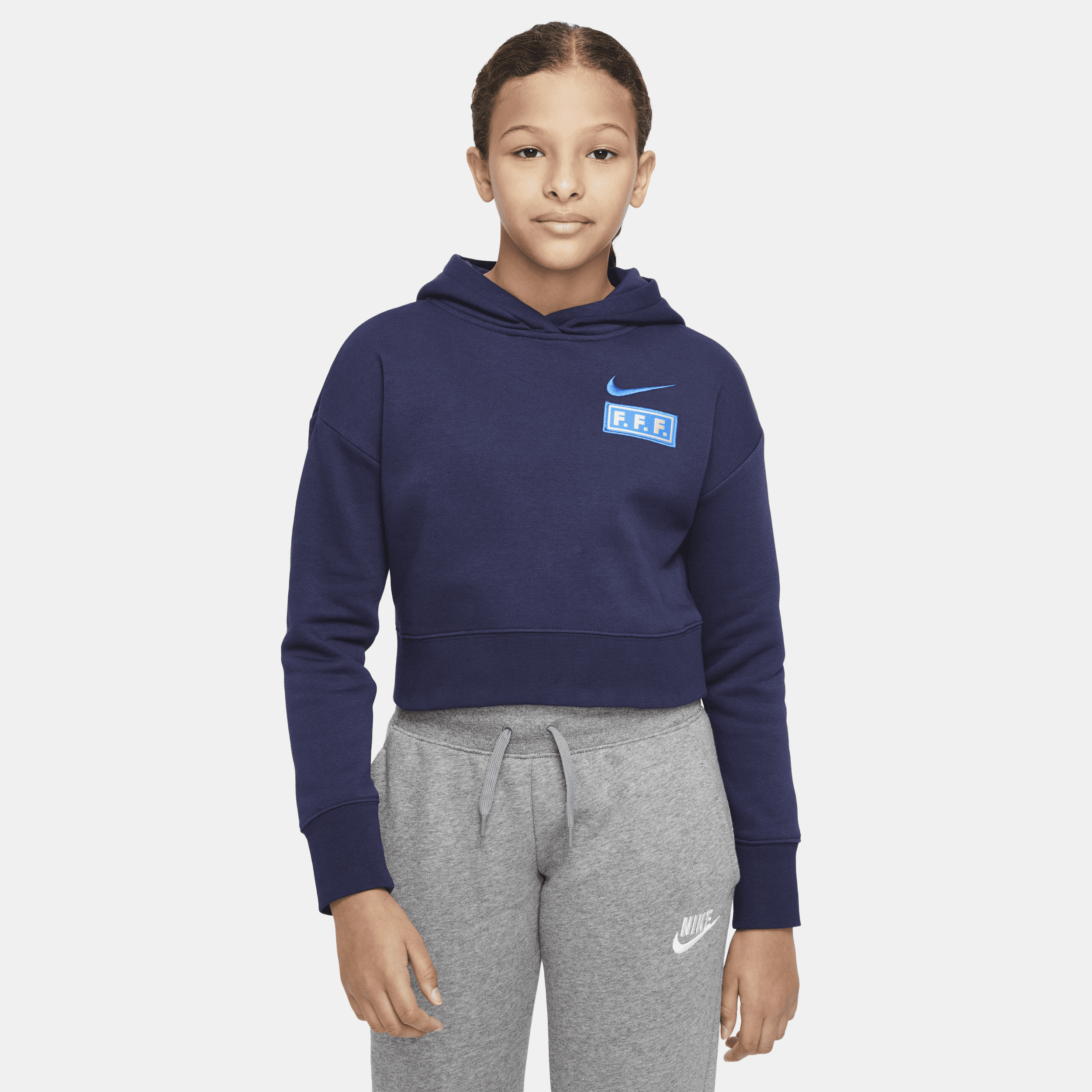 Nike Kort FFF-hættetrøje til større børn - blå